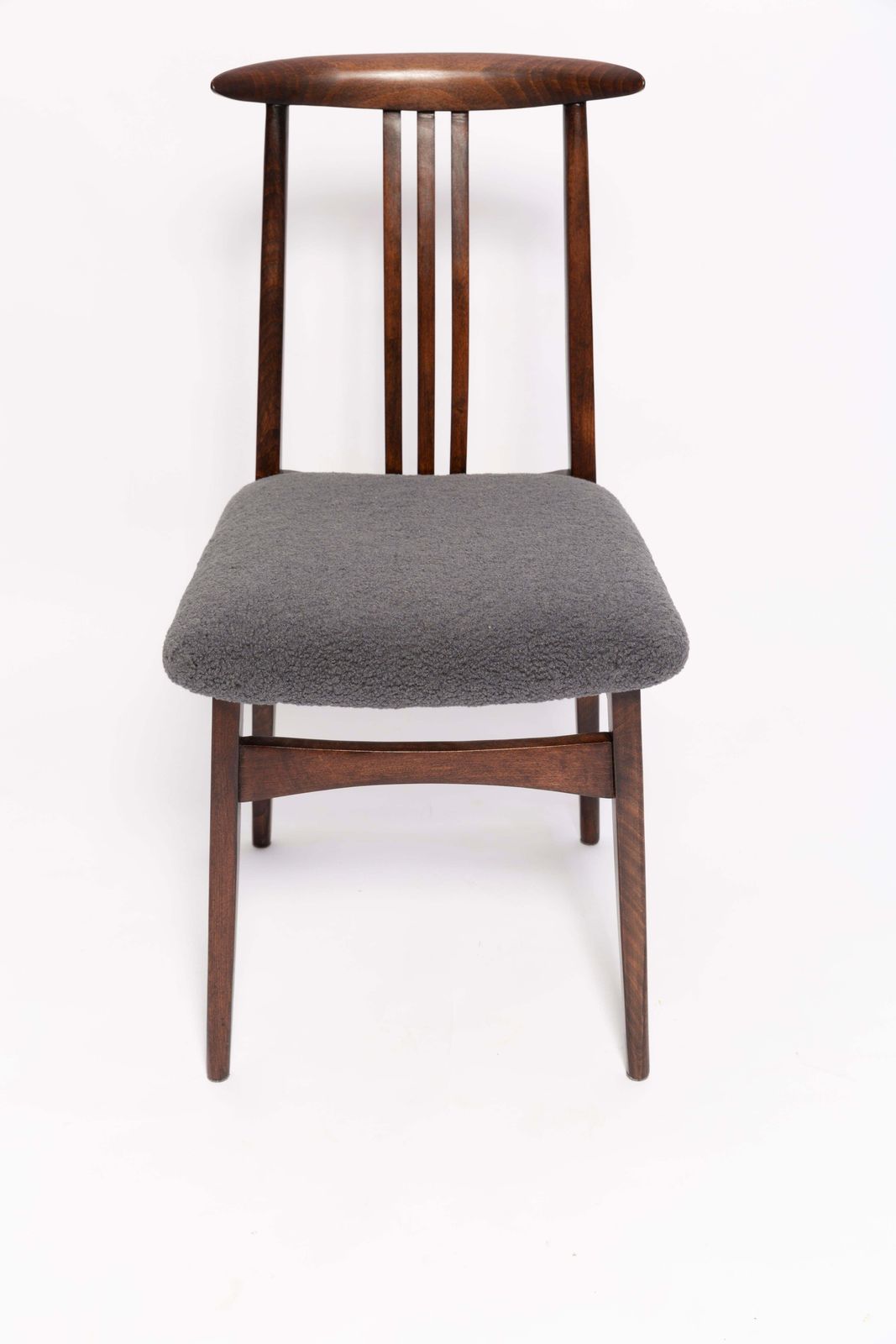Twelve Mid Century Graphite Boucle Chairs, Walnut Wood, M Zielinski, Europe 1960 photo vintage