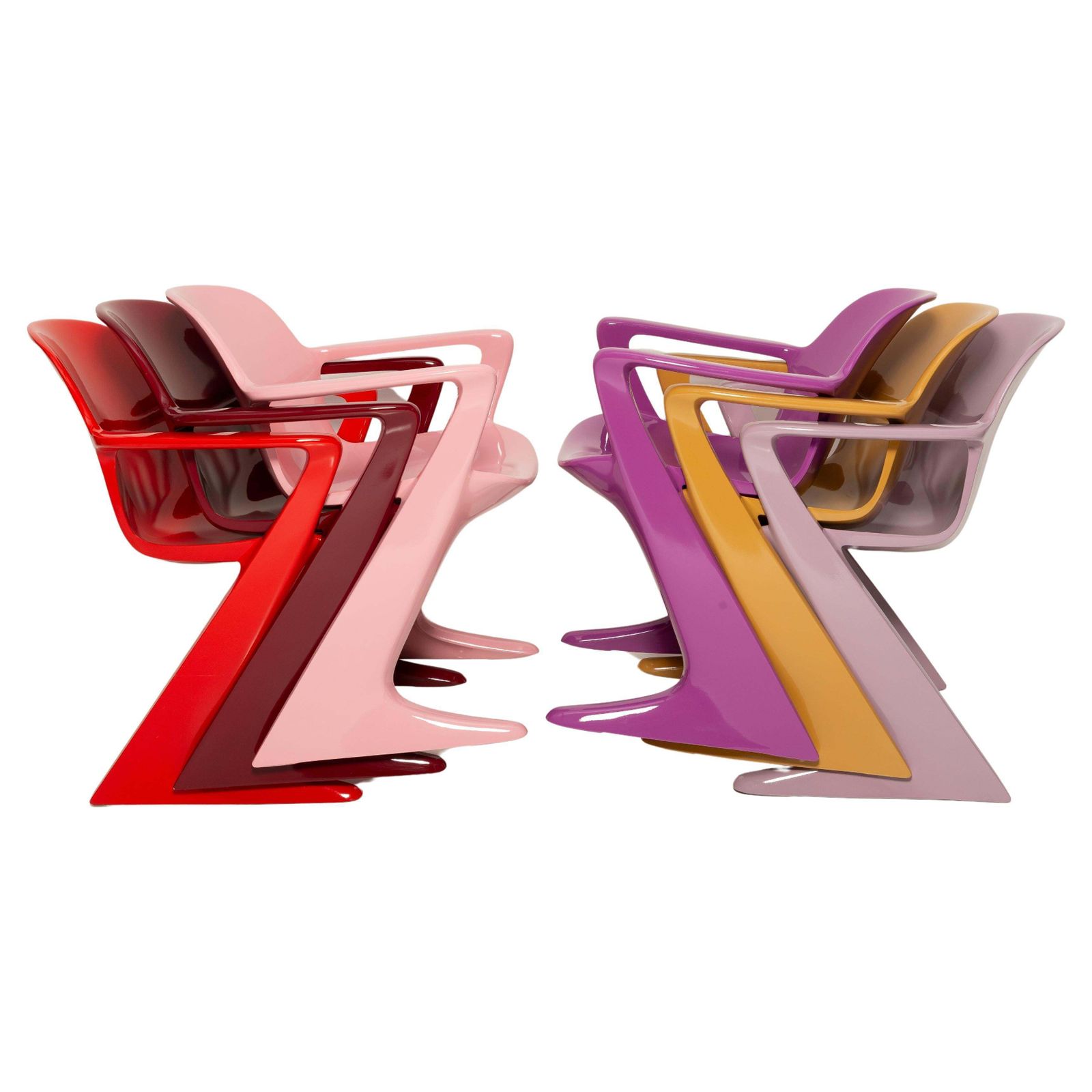 Set Of Six Mid Century Kangaroo Chairs, Ernst Moeckl, Germany, 1968