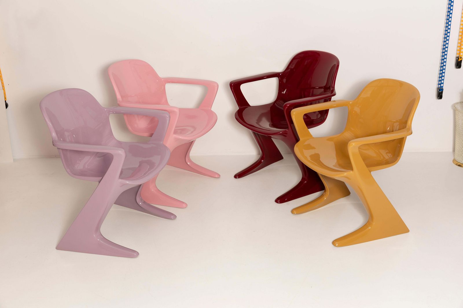 Set Of Six Mid Century Kangaroo Chairs, Ernst Moeckl, Germany, 1968 photo for sale