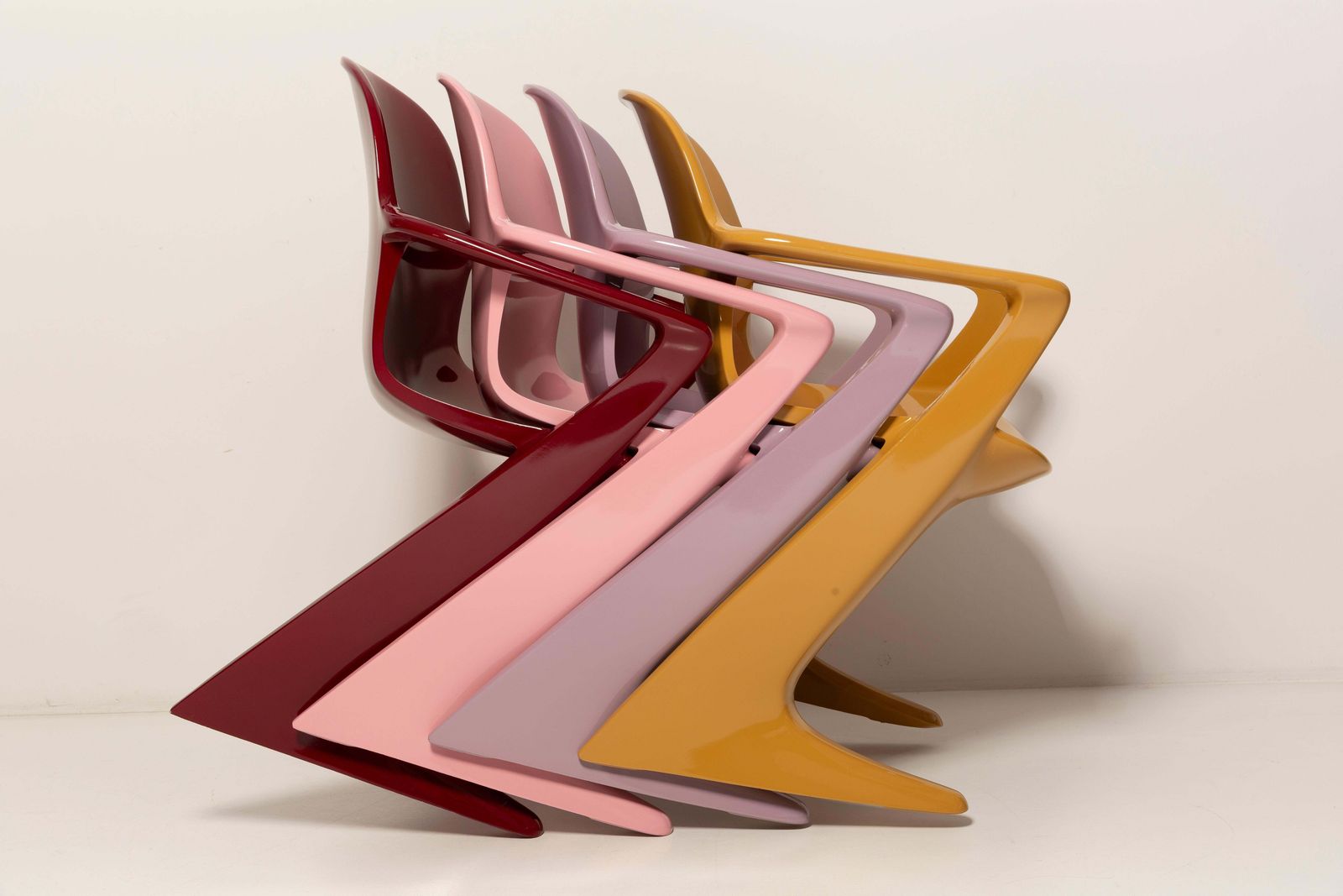 Set Of Six Mid Century Kangaroo Chairs, Ernst Moeckl, Germany, 1968 photo vintage