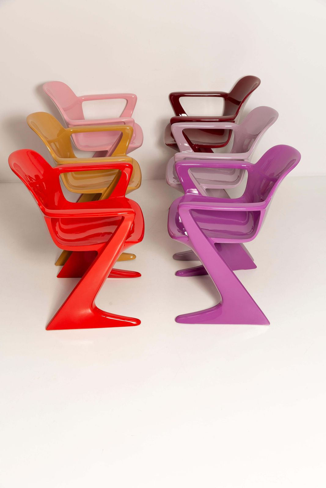 7655.0 Set Of Six Mid Century Kangaroo Chairs, Ernst Moeckl, Germany, 1968 photo