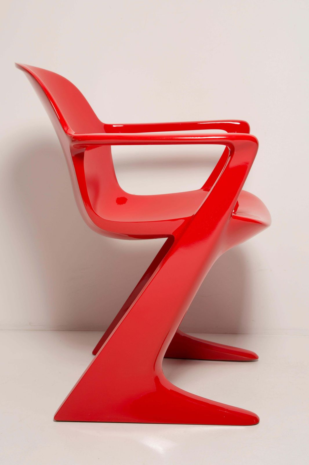 Set Of Six Midcentury Signal Red Kangaroo Chairs, Ernst Moeckl, Germany, 1968 photo 7655.0