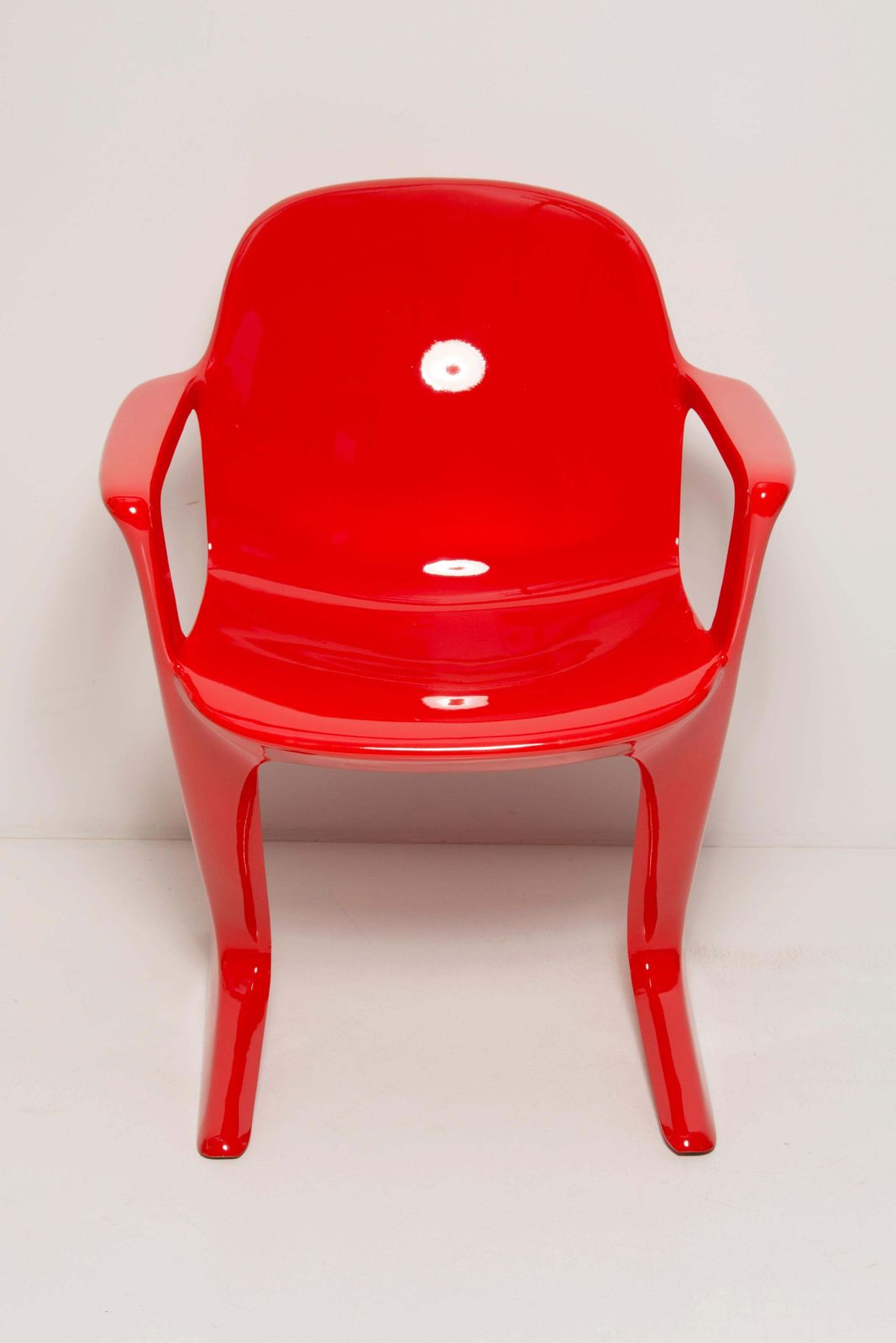 Set Of Six Midcentury Signal Red Kangaroo Chairs, Ernst Moeckl, Germany, 1968 photo vintage