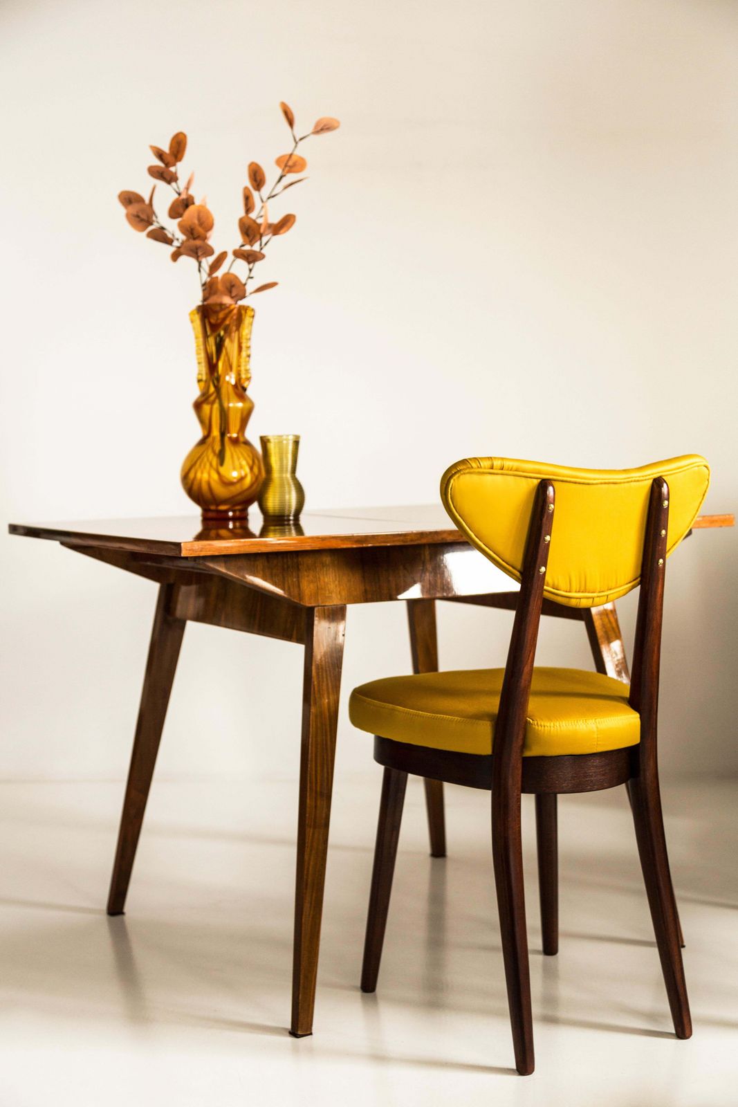 Twelve Midcentury Heart Chairs, Yellow Satin Dedar Gildo Fabric, Europe, 1960s photo Furniture