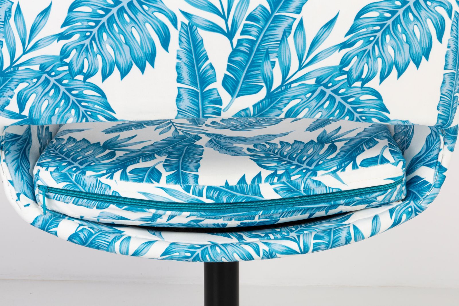 2551.0 20th Century Vintage White And Blue Leaves Velvet Swivel Armchair, 1960s photo