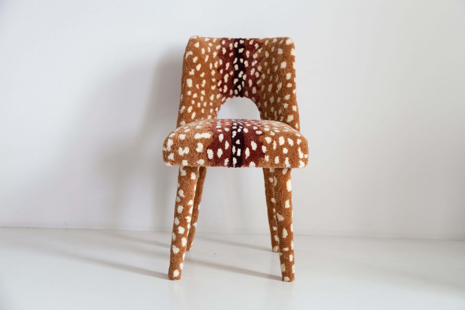 photo for sale Six Mid Century Hand Tufting Roe Deer Bambi Wool Shell Chairs, Europe, 1960s