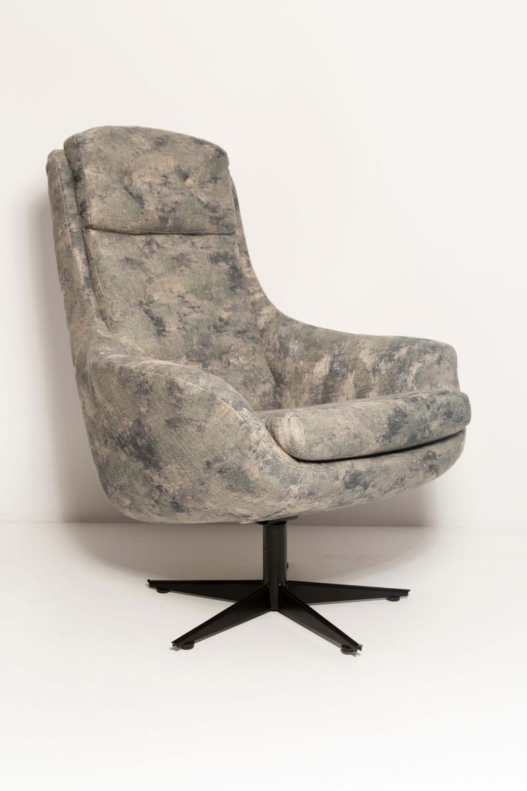 Set Of Two Midcentury Vintage Beige Green Swivel Armchairs, Europe, 1960s photo buy