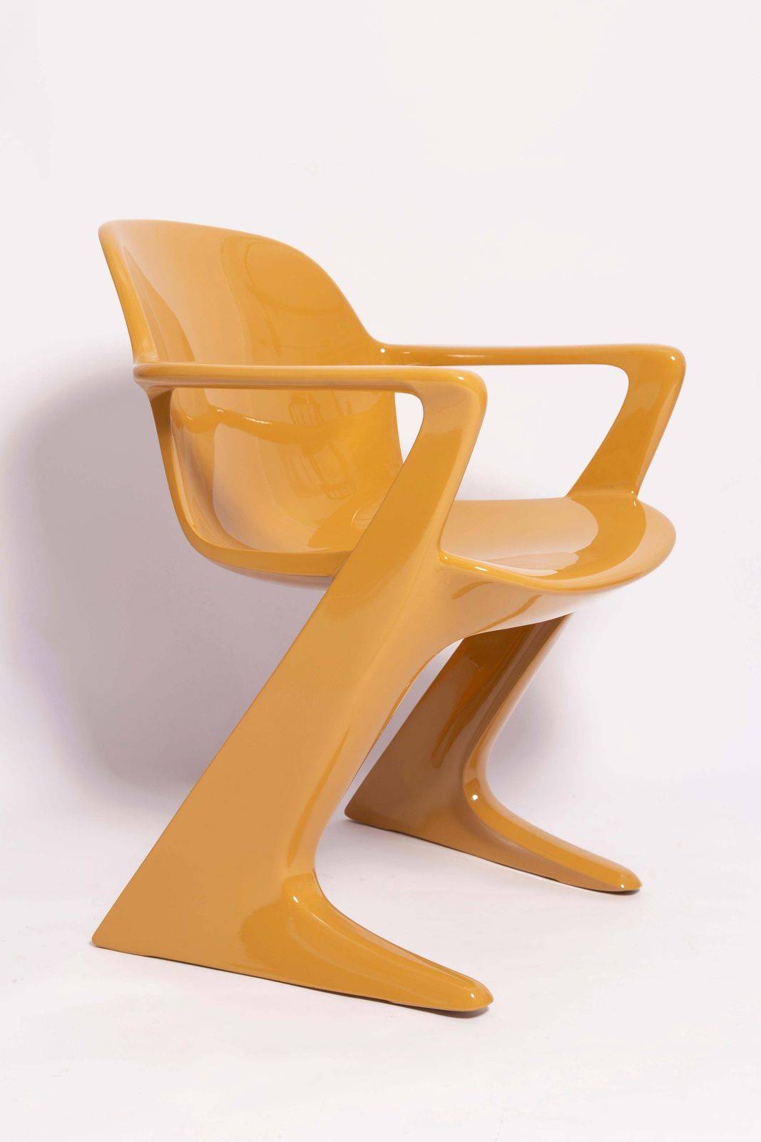 Set Of Six Mid Century Sand Beige Kangaroo Chairs, By Ernst Moeckl, Germany 1968 photo for sale