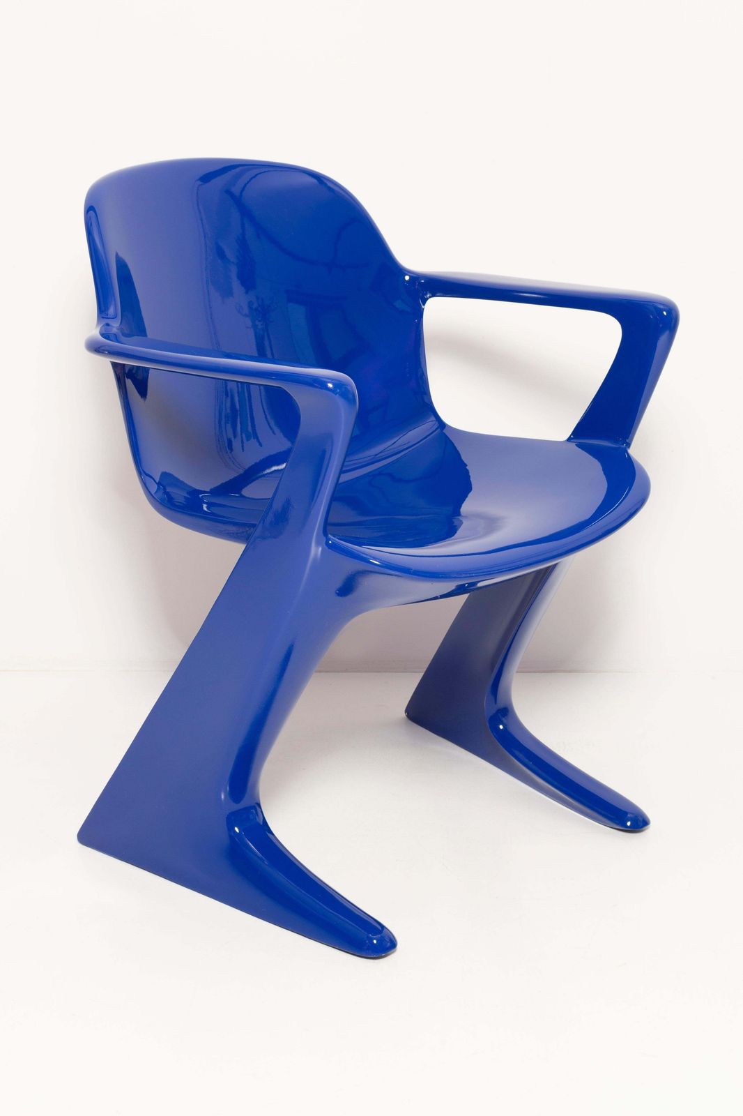 Set Of Eight Ultramarine Blue Kangaroo Chairs, By Ernst Moeckl, Germany, 1968 photo for sale