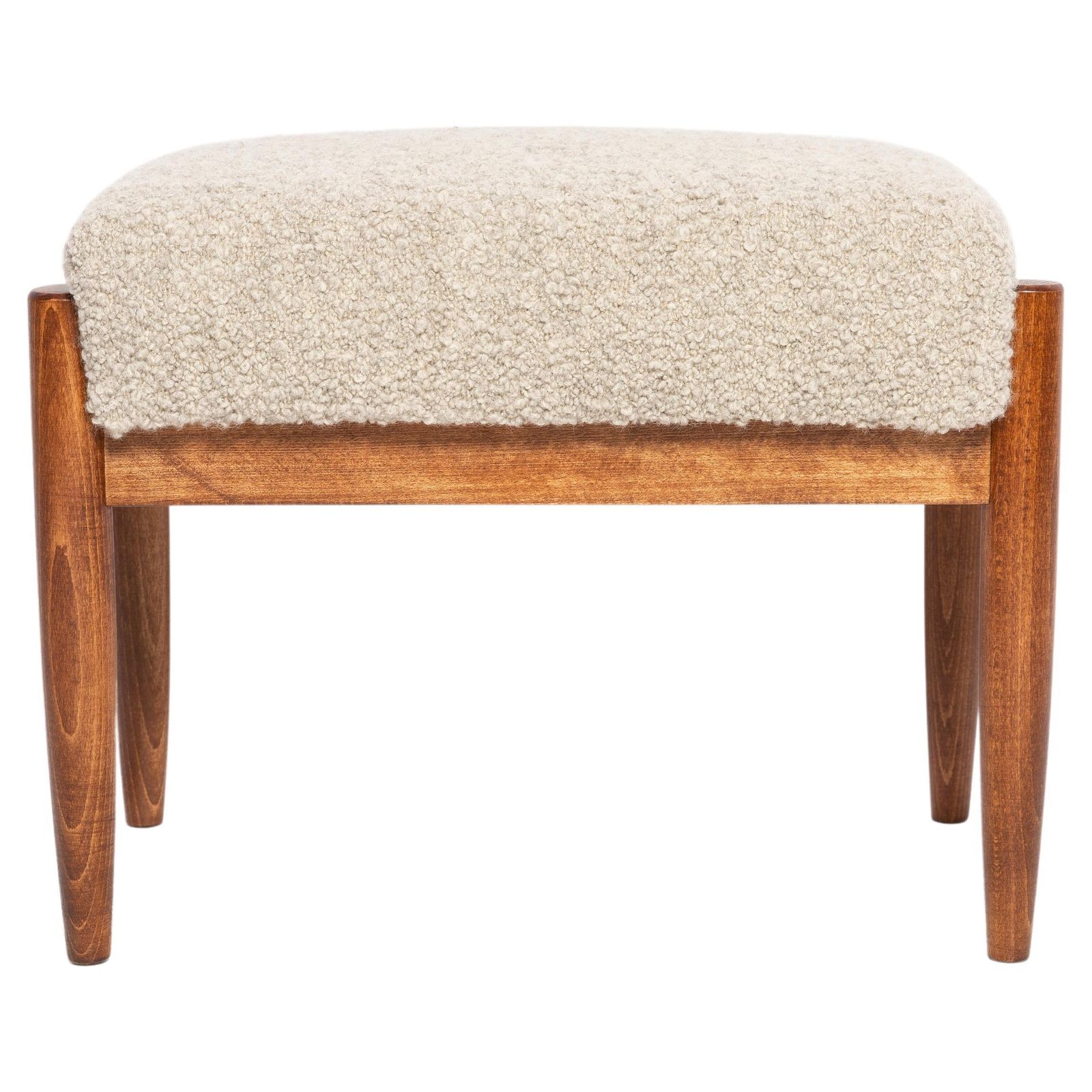 Midcentury Gray Alpaca Wool Stool, Edmund Homa, Poland, 1960s