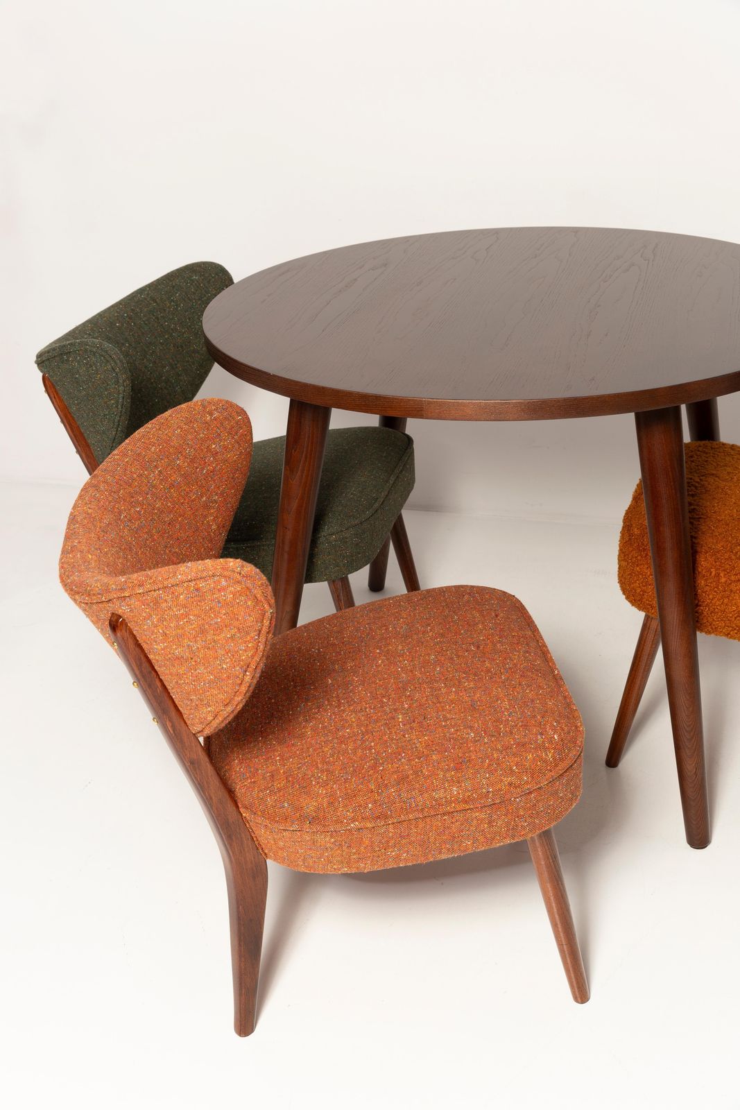 photo for sale Set Of Four Boucle Shell Club Chairs And Dining Table, By Vintola Studio, Poland