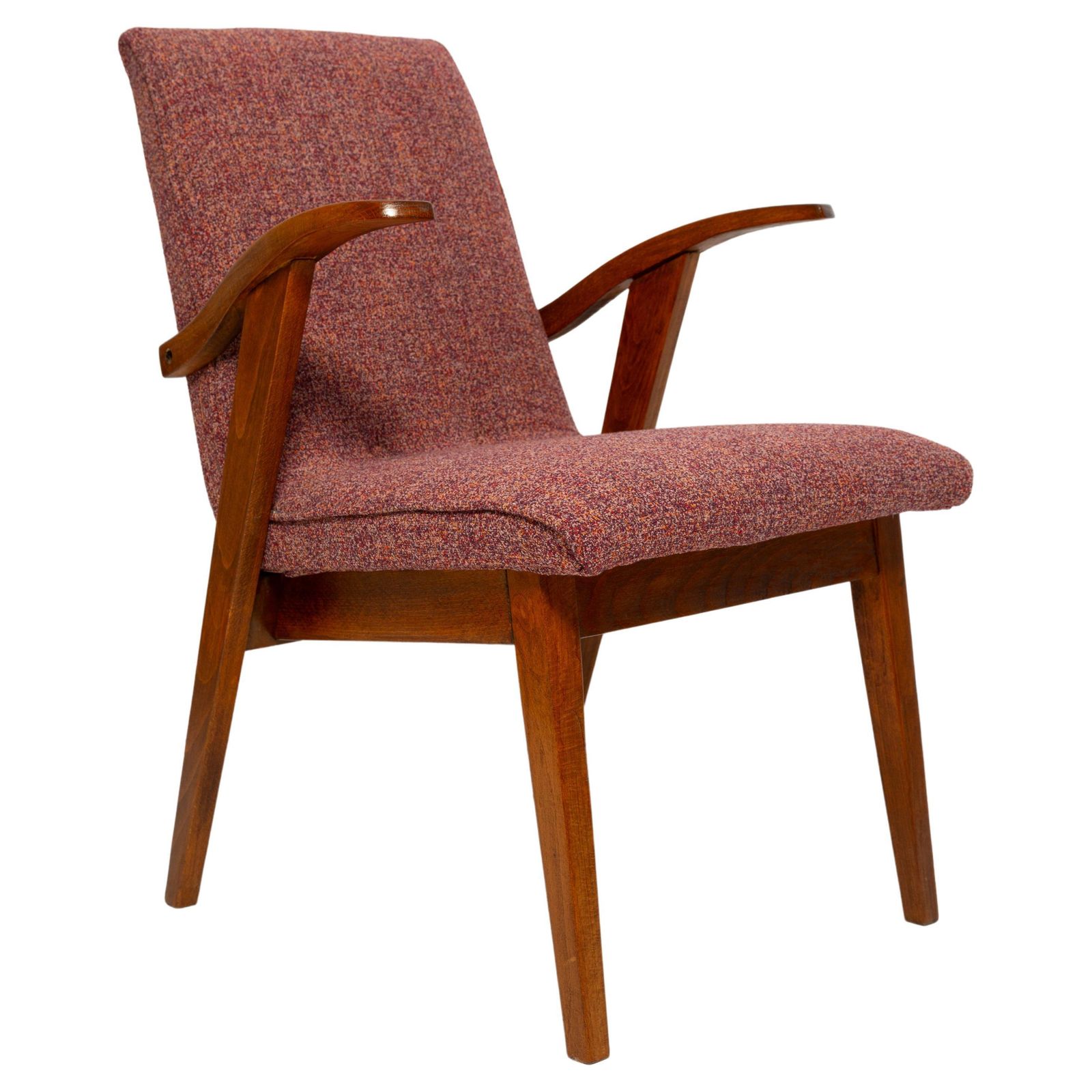 Mid Century Vintage Paarse Melange Fauteuil Van Mieczyslaw Puchala, Jaren 1960