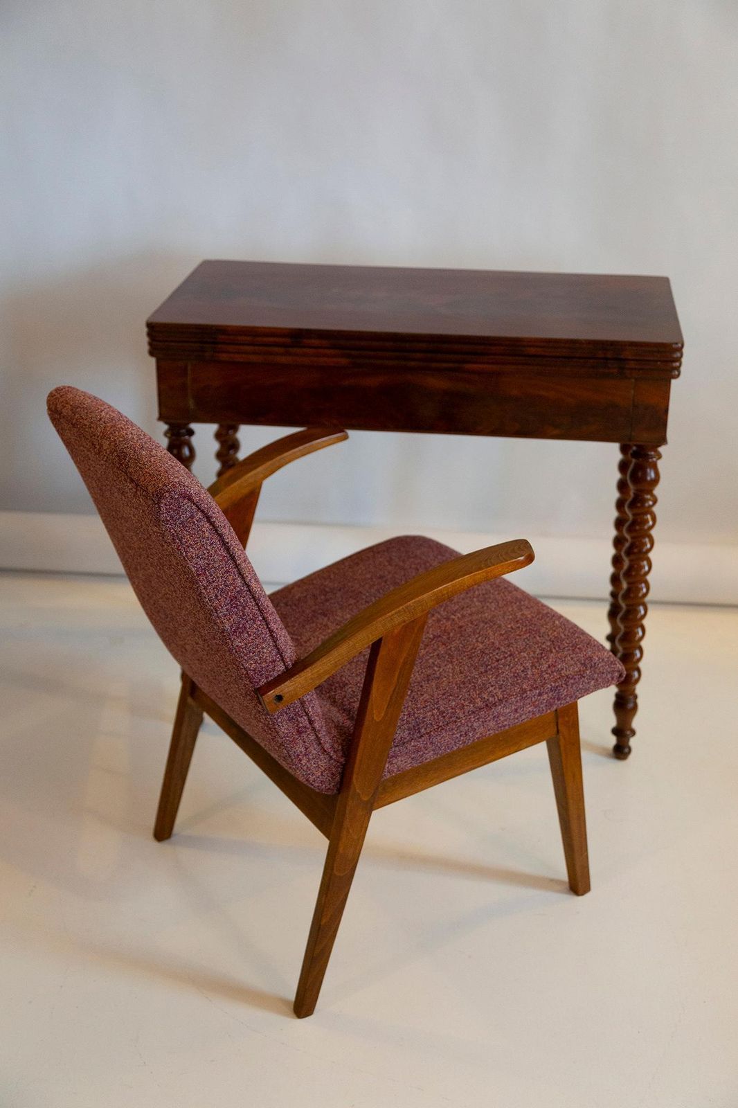 Mid Century Vintage Purple Melange Armchair By Mieczyslaw Puchala, 1960s photo 850.0
