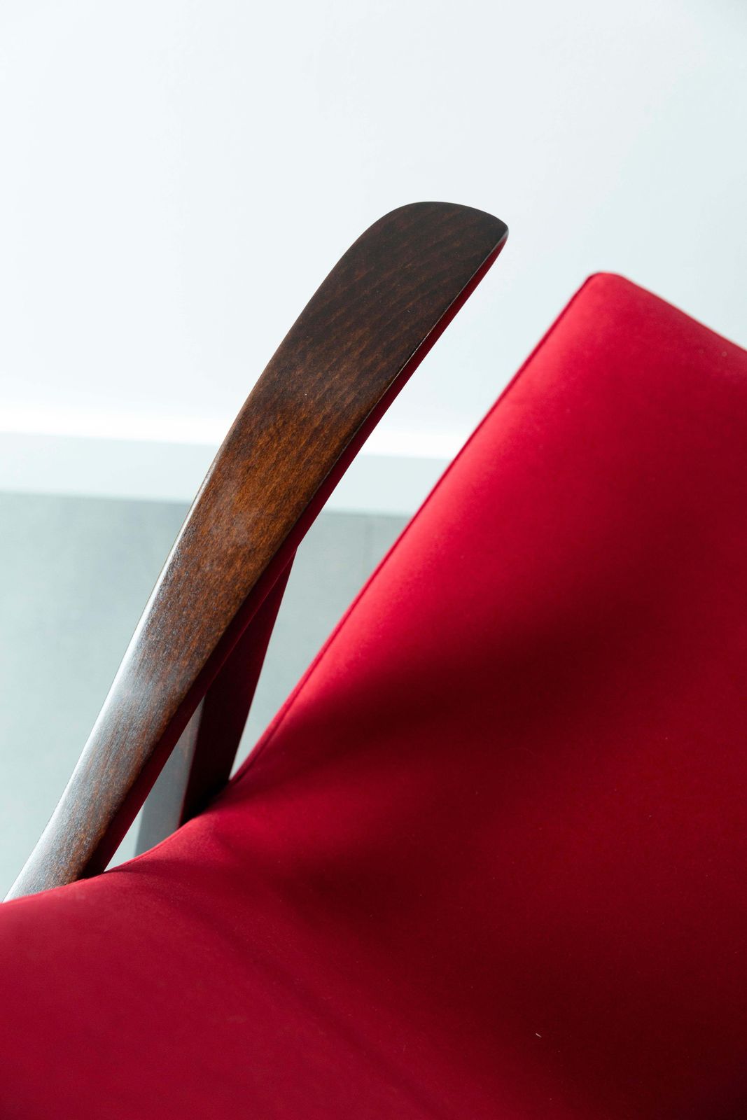 Furniture 20th Century Vintage Red Armchair By Mieczyslaw Puchala, 1960s photo
