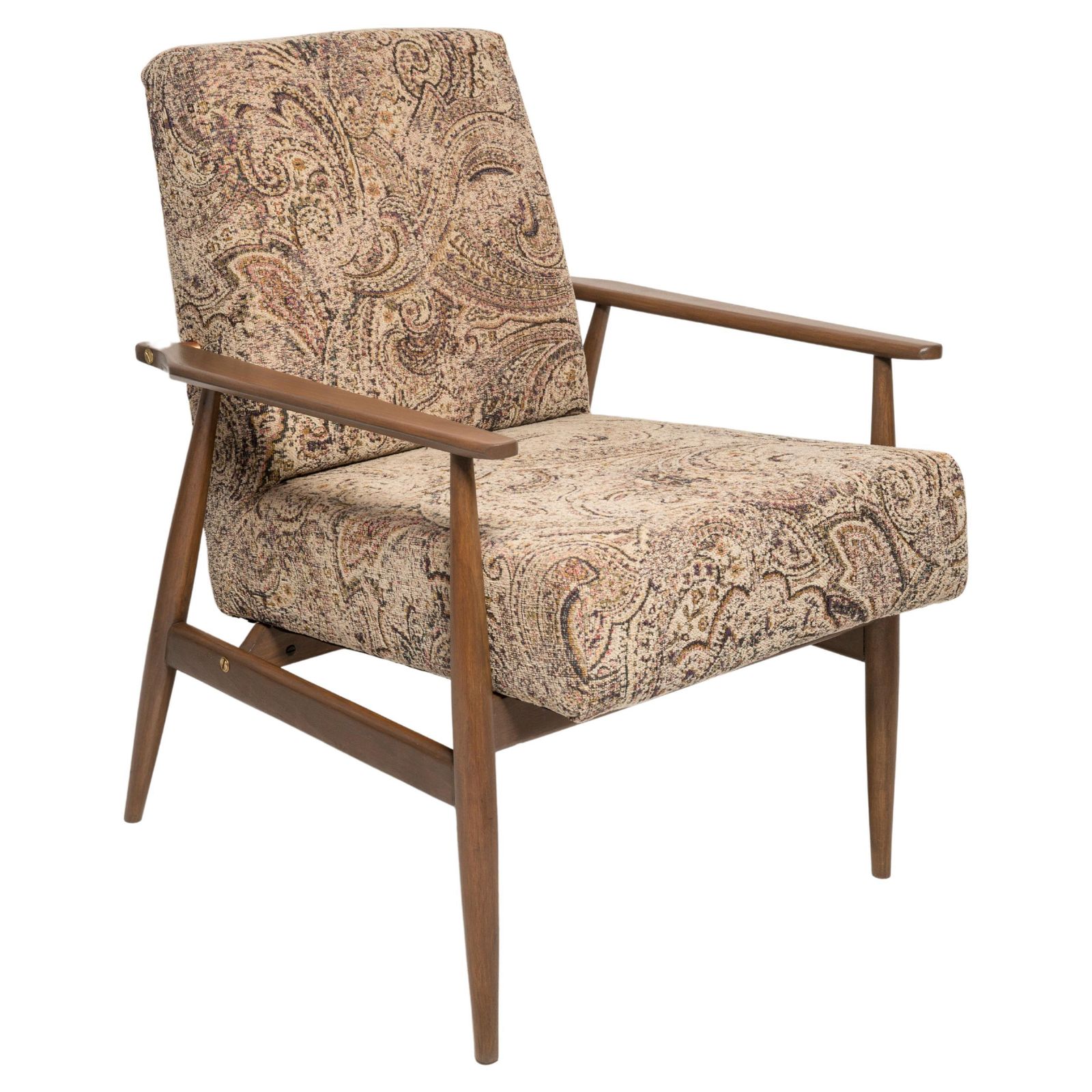 Mid Century Vintage Beige Velvet Dante Fauteuil, H. Lis, Jaren 1960