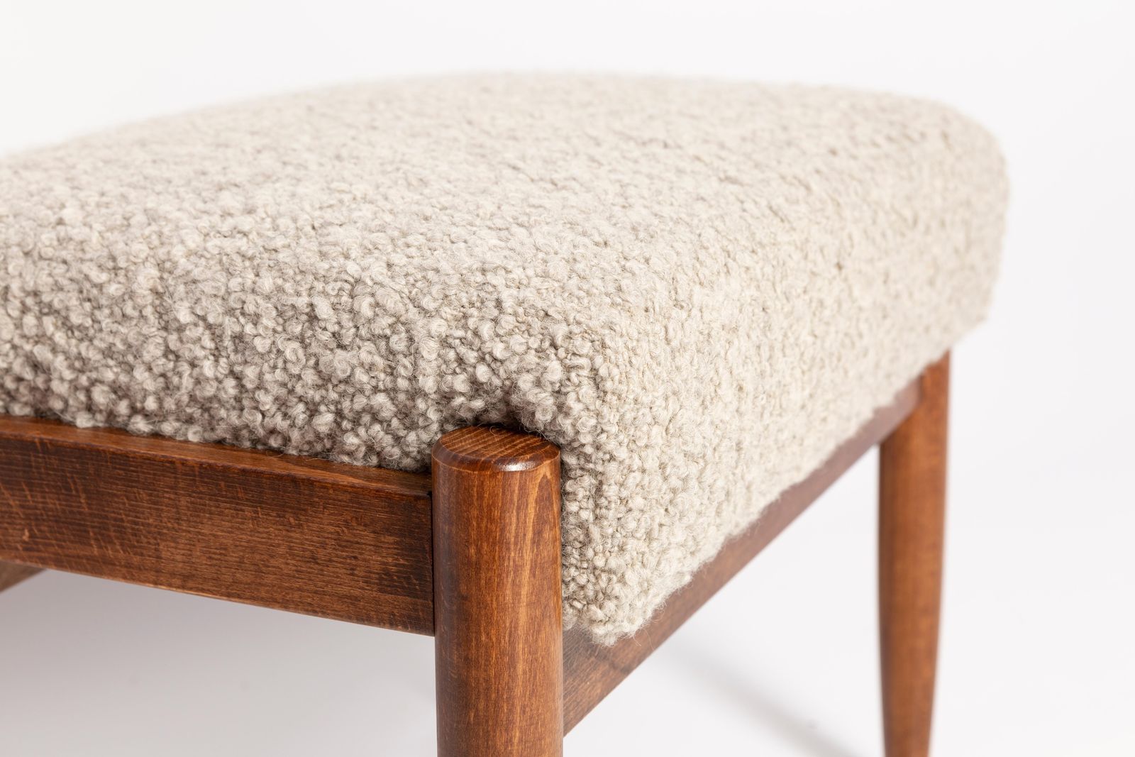 photo furniture Pair Of Midcentury Gray Alpaca Wool Stools, Edmund Homa, Poland, 1960s
