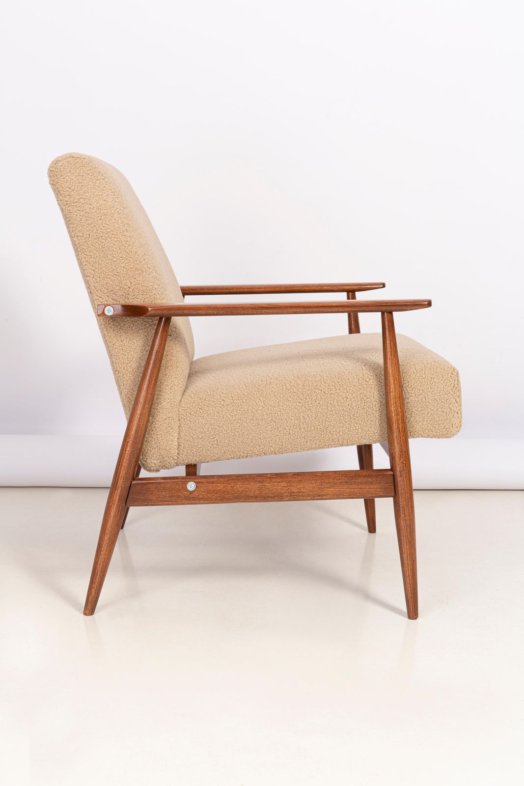 Camel Bouclé Dante Armchair, H. Lis, 1960s photo for sale