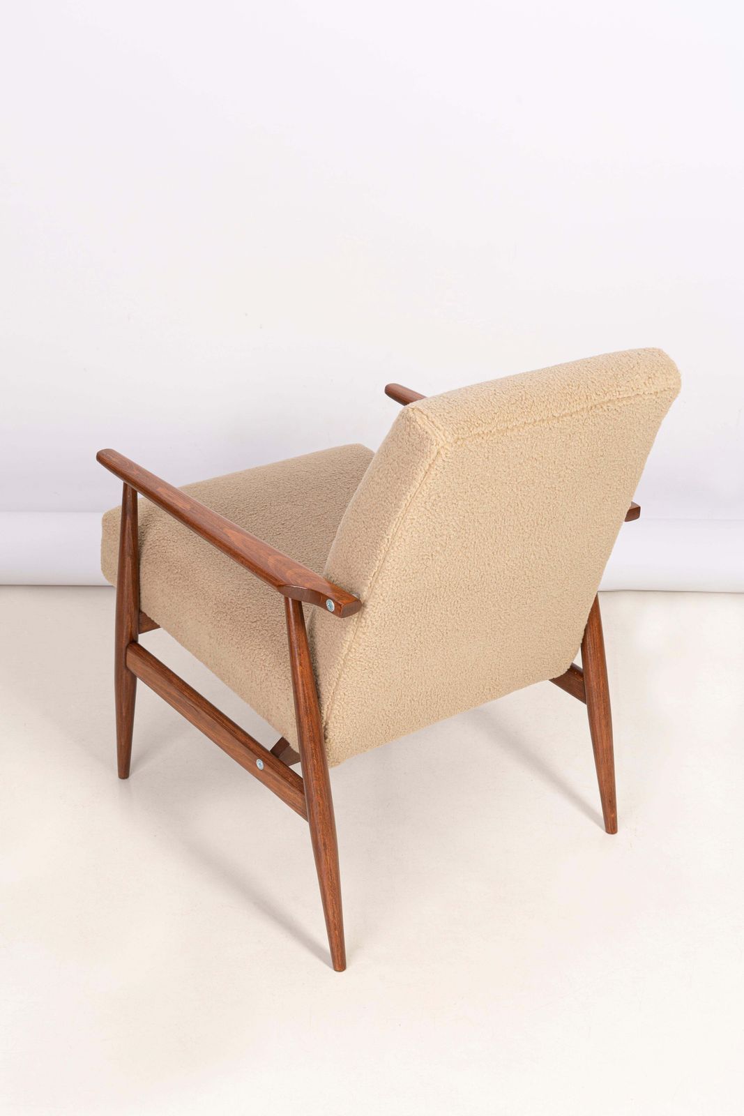 Camel Bouclé Dante Armchair, H. Lis, 1960s photo vintage