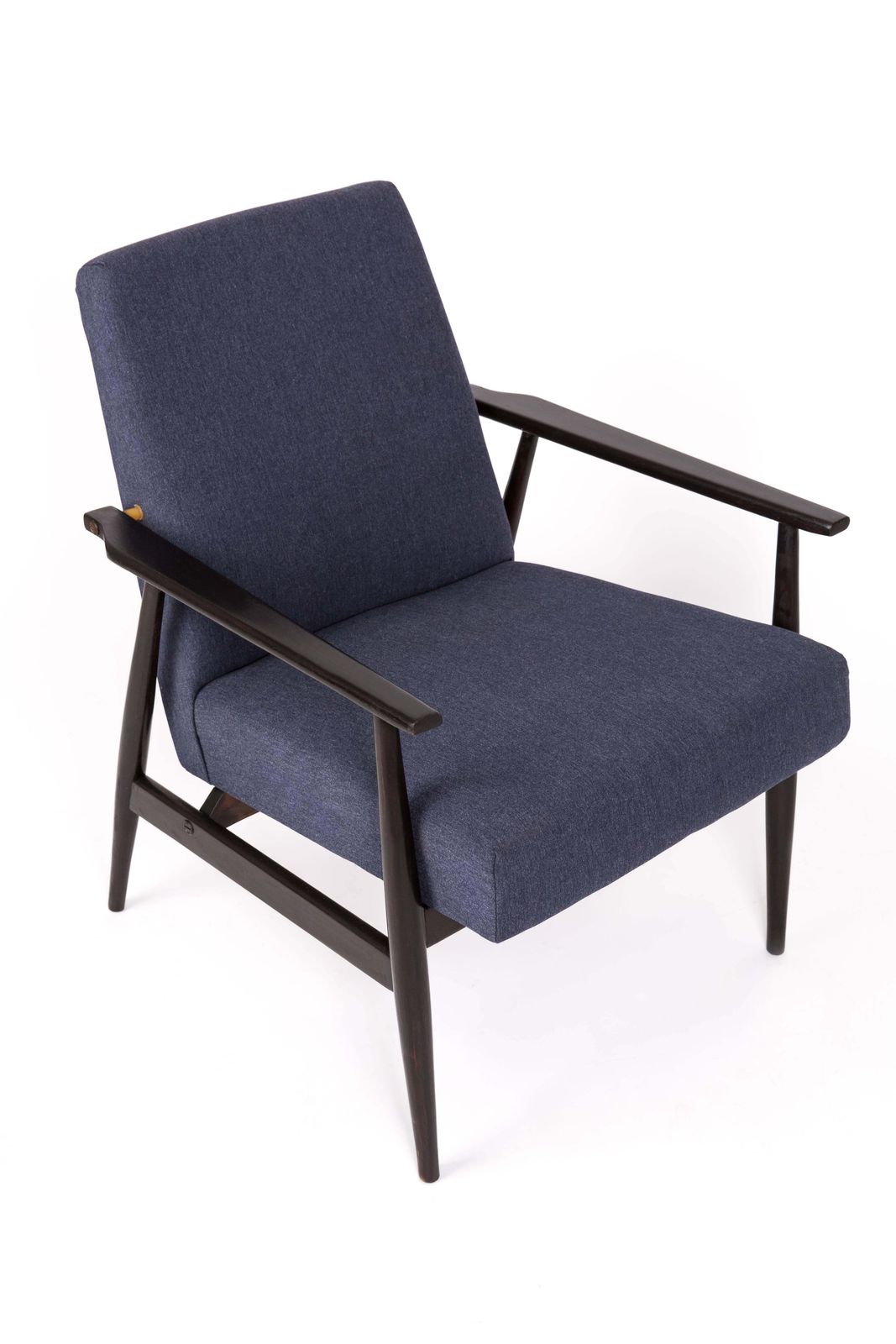 20th Century Navy Blue Denim Armchair, H. Lis, Poland, 1960s photo furniture