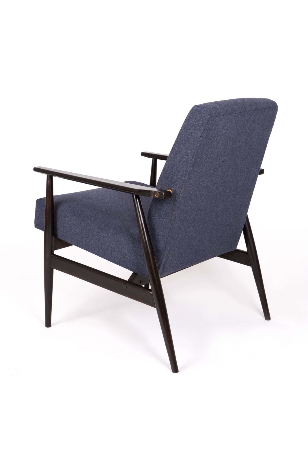 20th Century Navy Blue Denim Armchair, H. Lis, Poland, 1960s photo for sale
