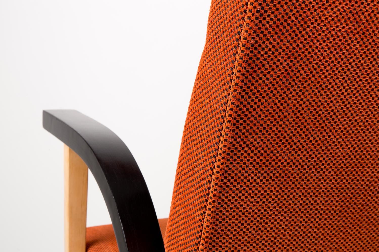 20th Century Unique Armchair, Orange Velvet, Lejkowski Lesniewski, 1970s, Poland photo buy