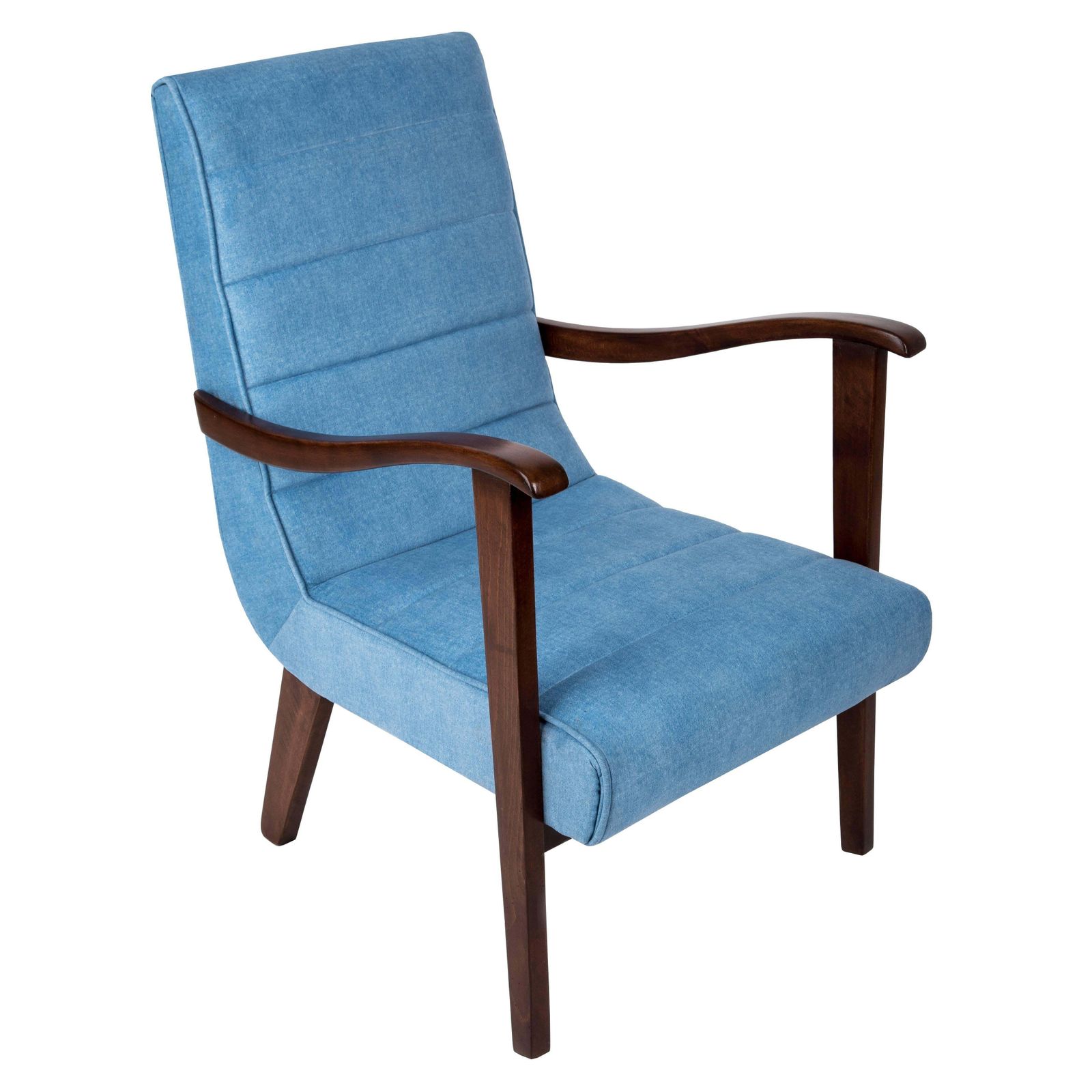 Mid Century Modern Blauwe Fauteuil Van De Prudnik Furniture Factory, Ca. Jaren 1960, Polen