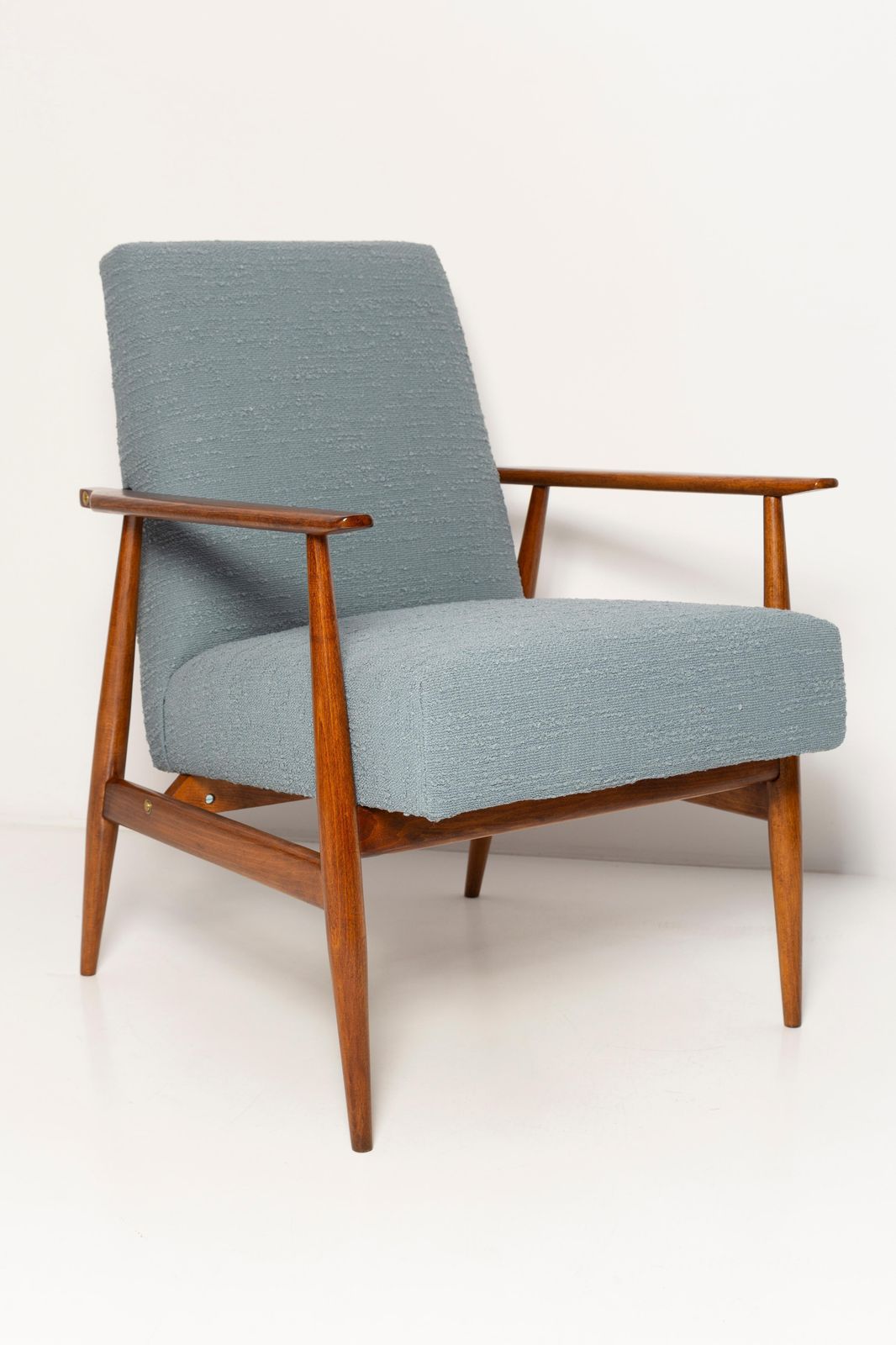 Mid Century Gray Blue Boucle Dante Armchair, H. Lis, 1960s photo for sale