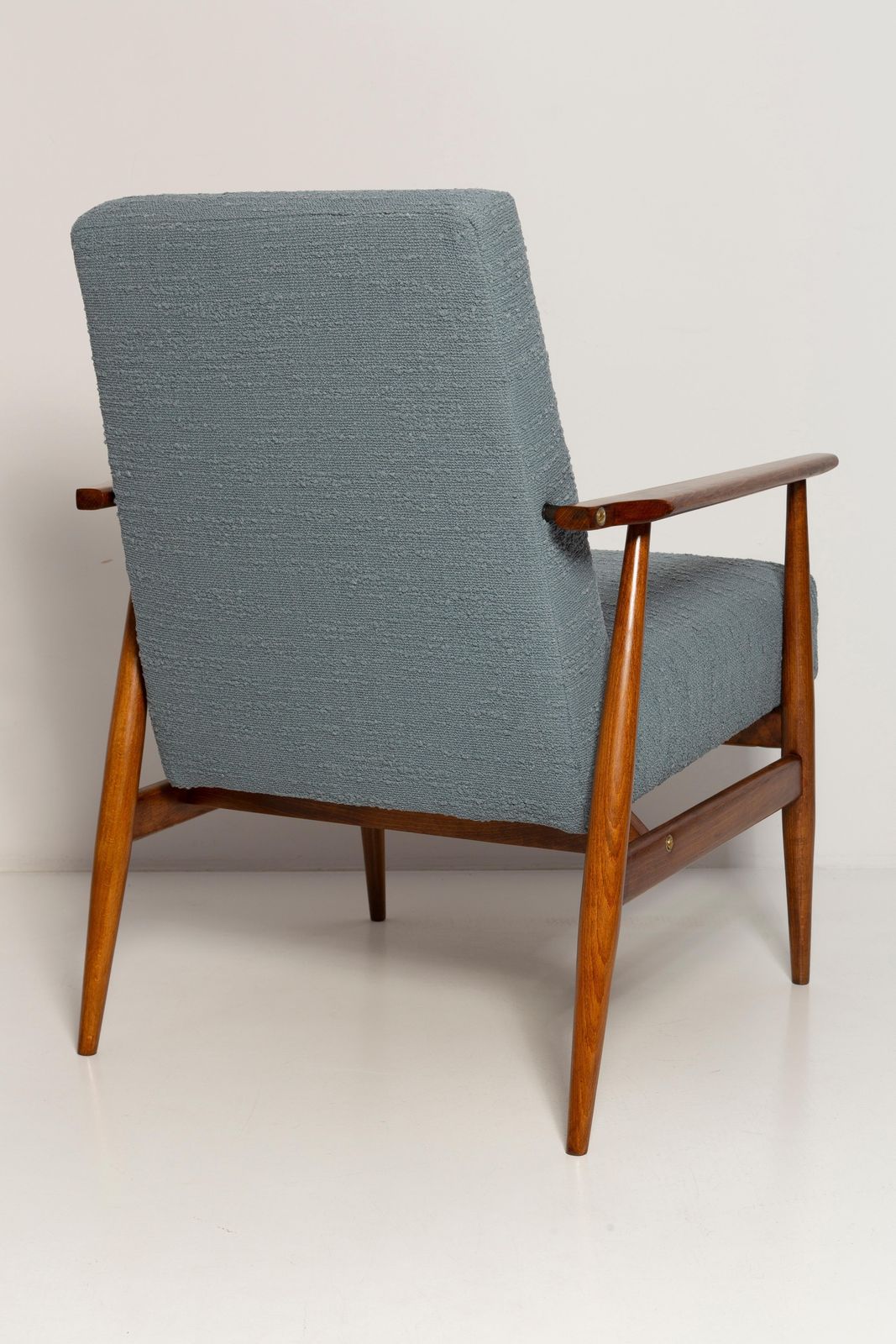 photo for sale Mid Century Gray Blue Boucle Dante Armchair, H. Lis, 1960s