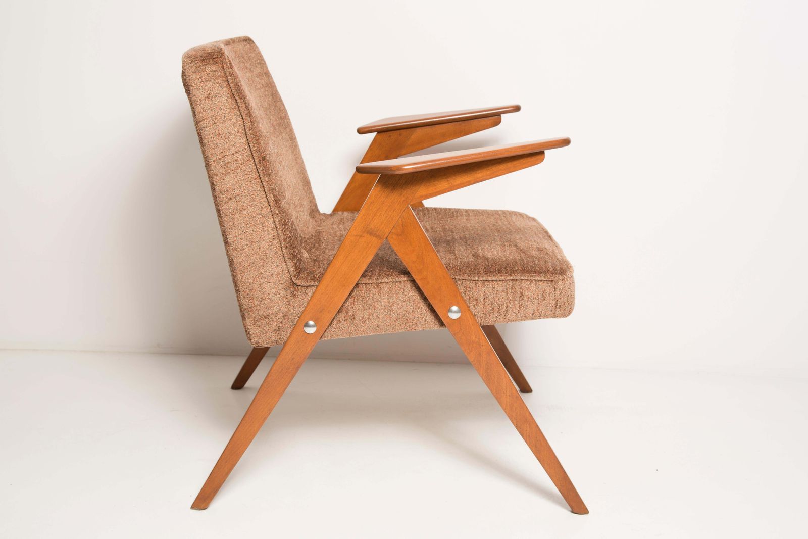 Midcentury Brown Bunny Armchair, By Jozef Chierowski, Poland, 1960s photo 1361.0