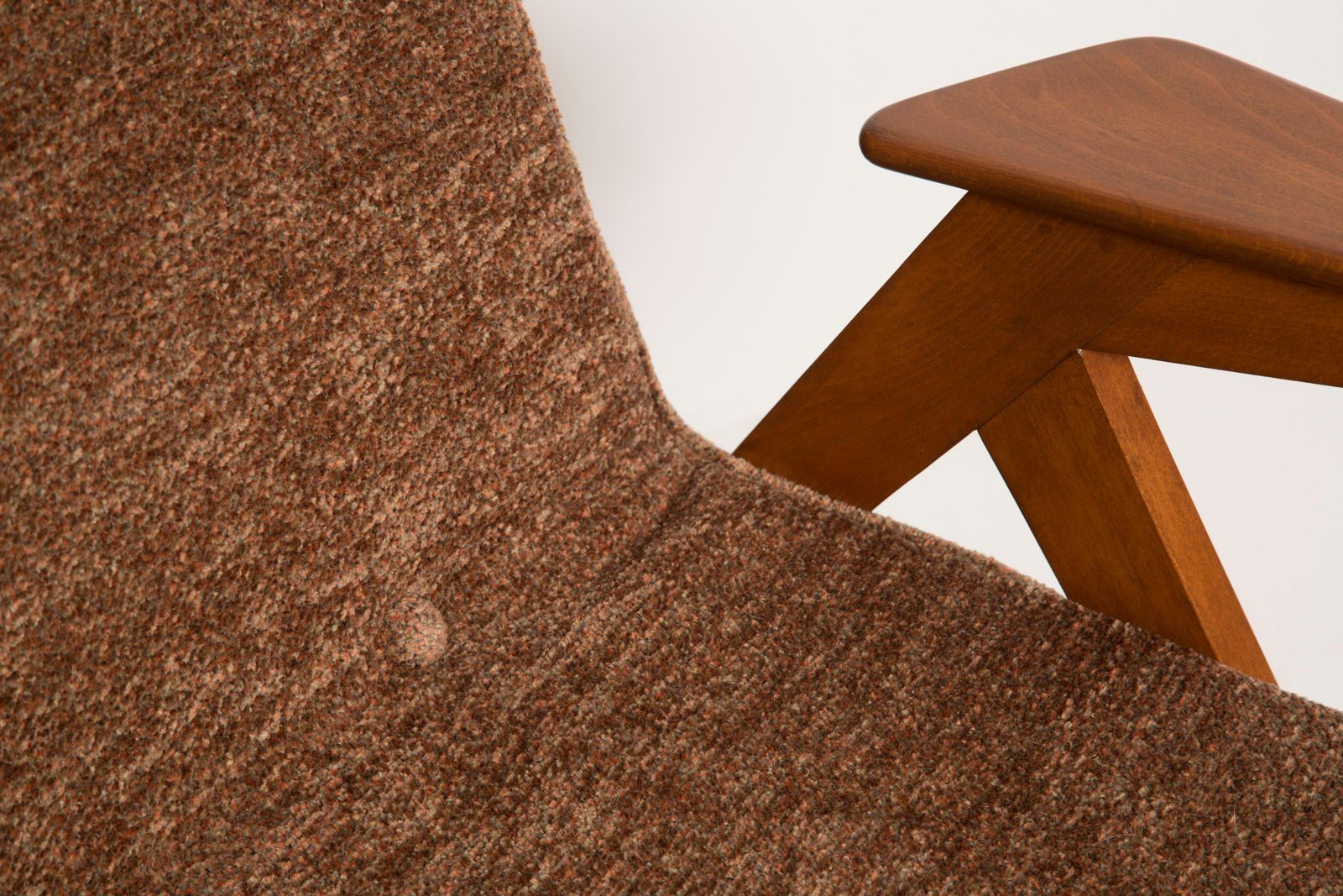 Midcentury Brown Bunny Armchair, By Jozef Chierowski, Poland, 1960s photo vintage