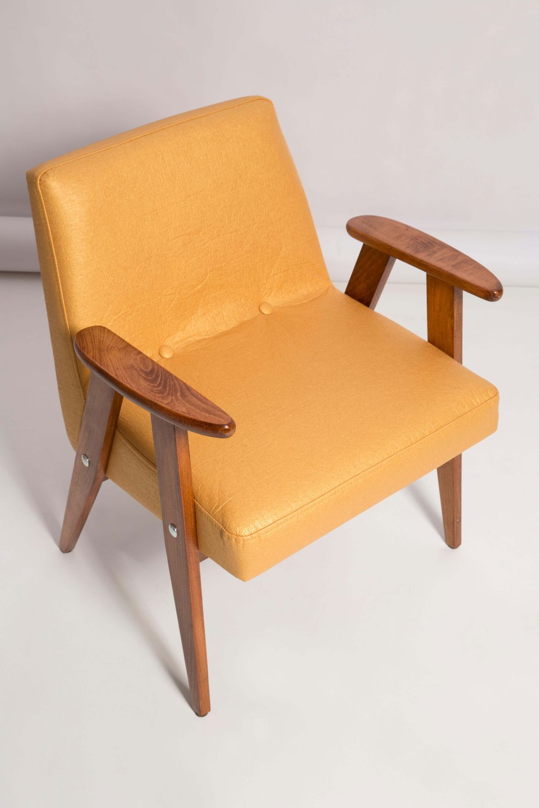 Midcentury 366 Club Armchair In Gold Pineapple Leather, Jozef Chierowski, 1960s photo Furniture