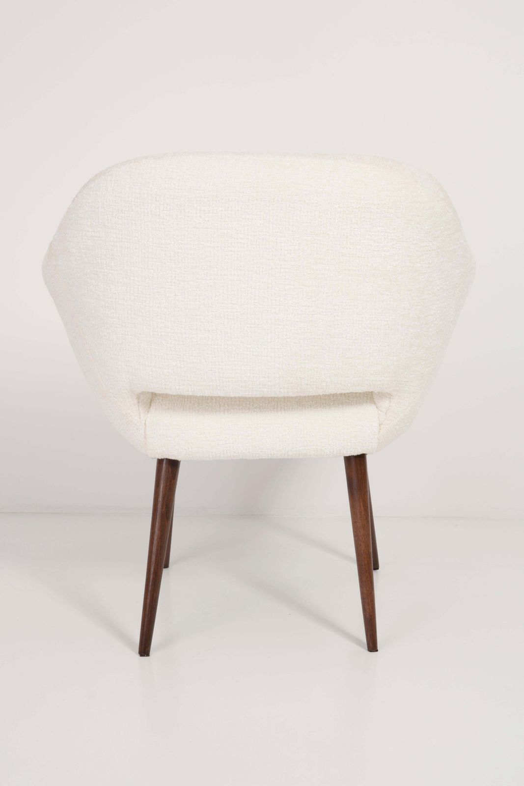 photo furniture Mid Century Witte Bouclé Fauteuil, Ca. Jaren 1960