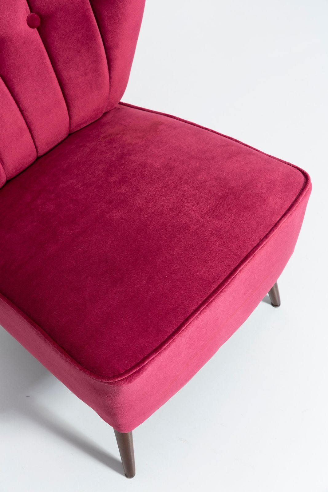 photo furniture Midcentury Magenta Pink Velvet Club Armchair, Europe, 1960s