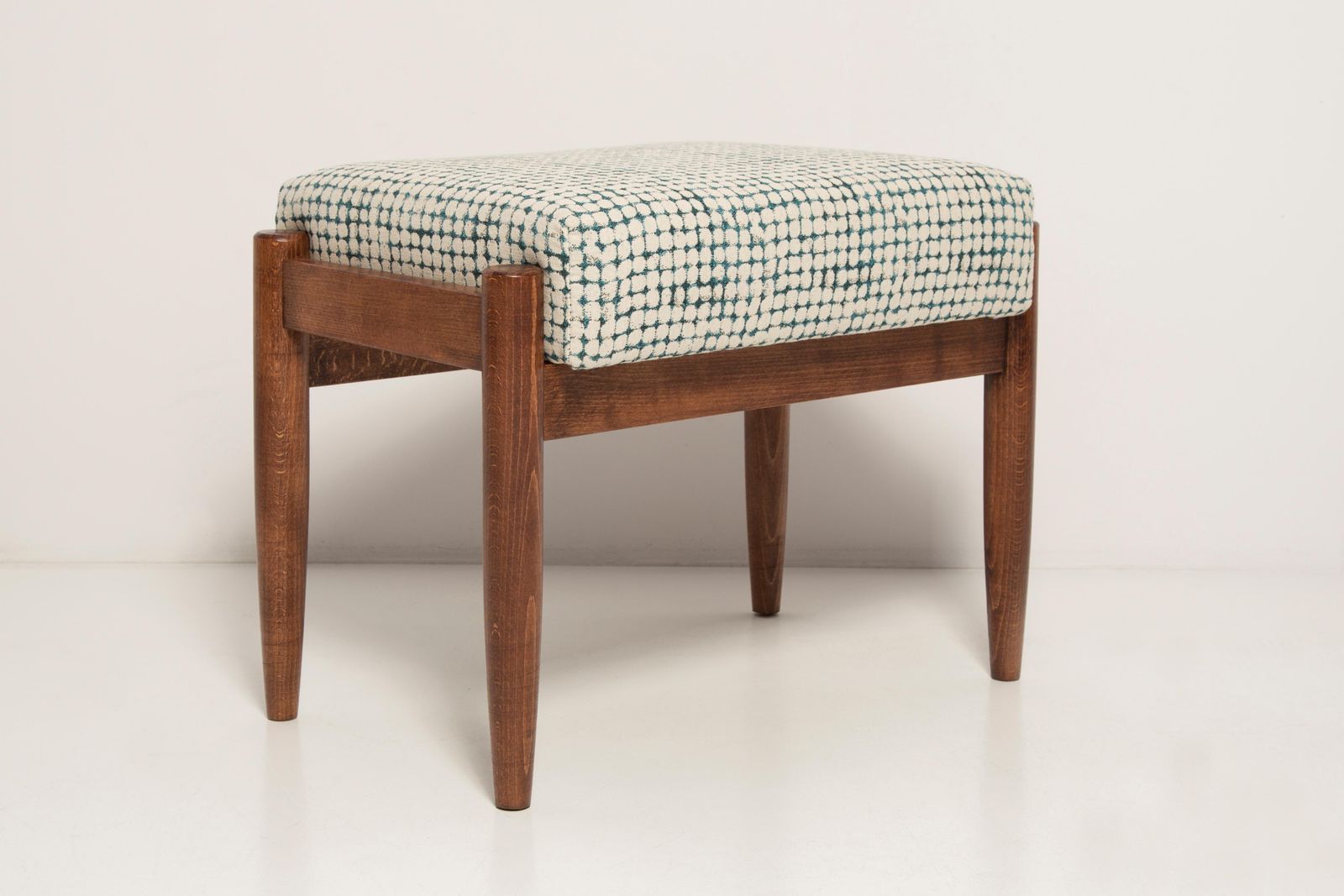Mid Century Wit En Aqua Vintage Fauteuil Met Hocker, Edmund Homa, Europa, Jaren 1960 photo 1276.0