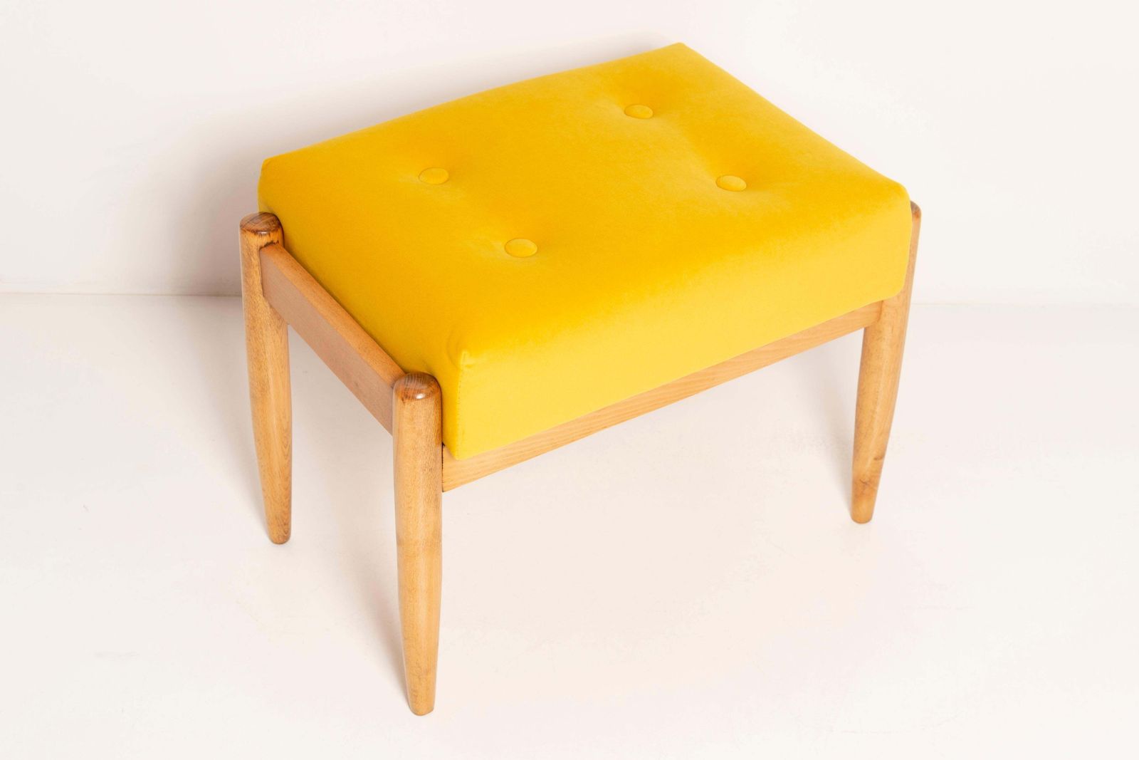 Midcentury Mustard Yellow Vintage Stool, Edmund Homa, 1960s photo for sale