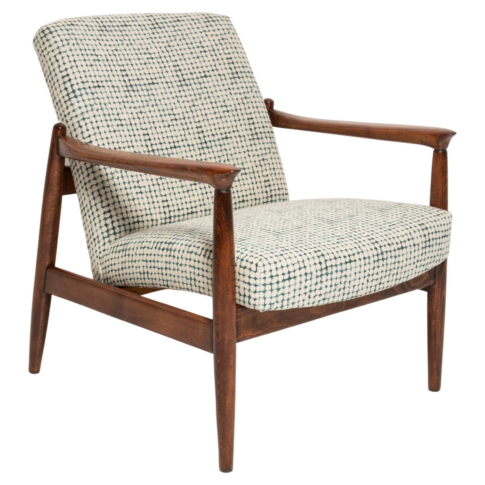 Mid Century White And Aqua Vintage Gfm 64 Armchair, Edmund Homa, Europe, 1960s