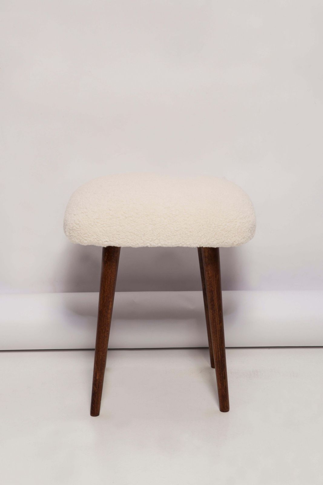 Set Of Two Mid Century Modern Light Beige Boucle Stool, Europe, 1960s photo furniture
