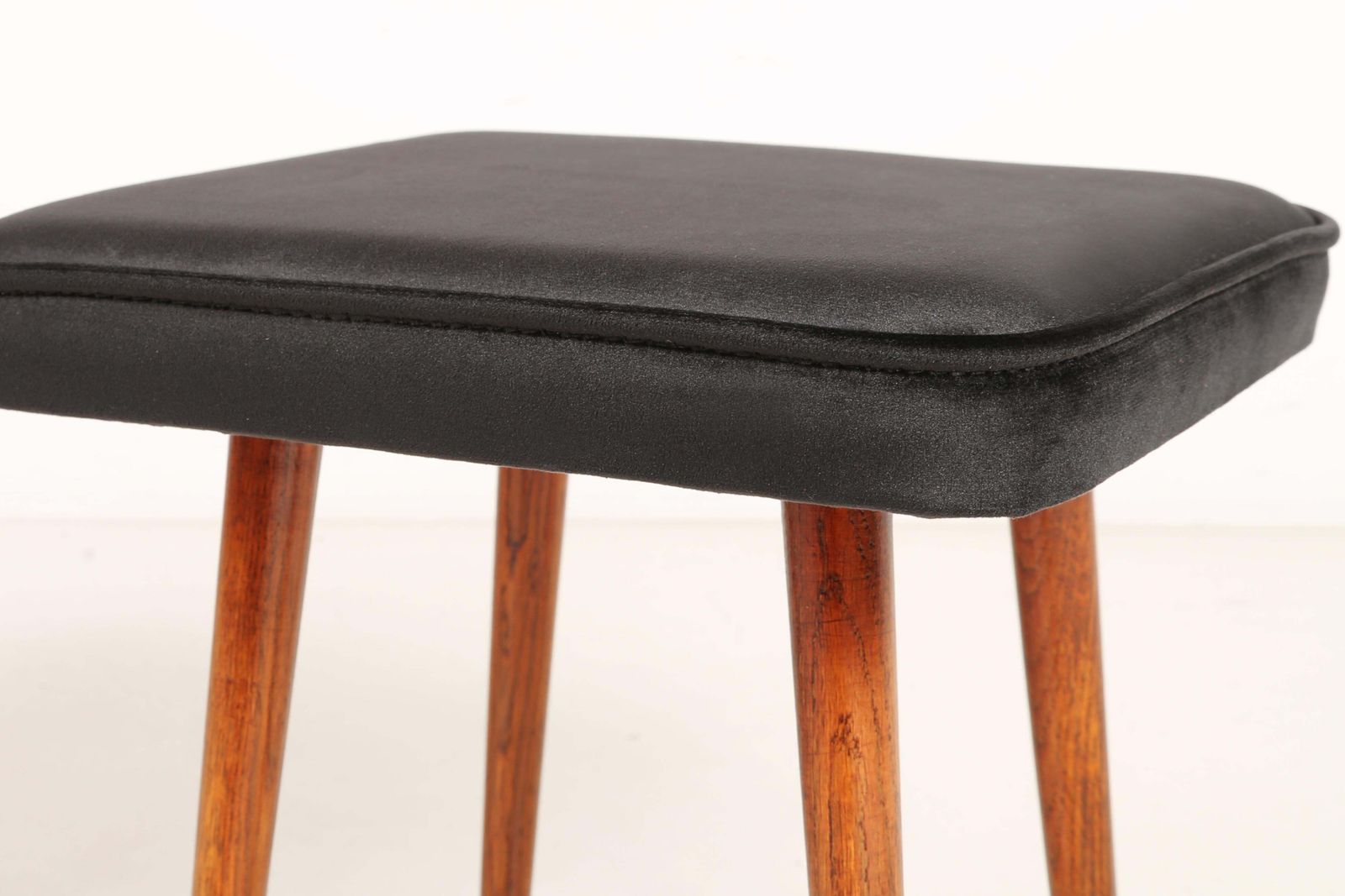 Pair Of Mini Black Velvet Stools, Europe, 1960s photo 340.0