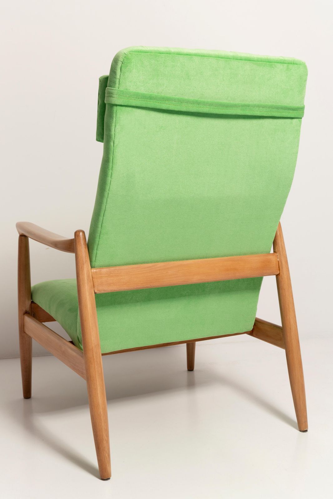 photo vintage Light Lime Green Velvet Armchair, Gfm 64 High, Edmund Homa, 1960s