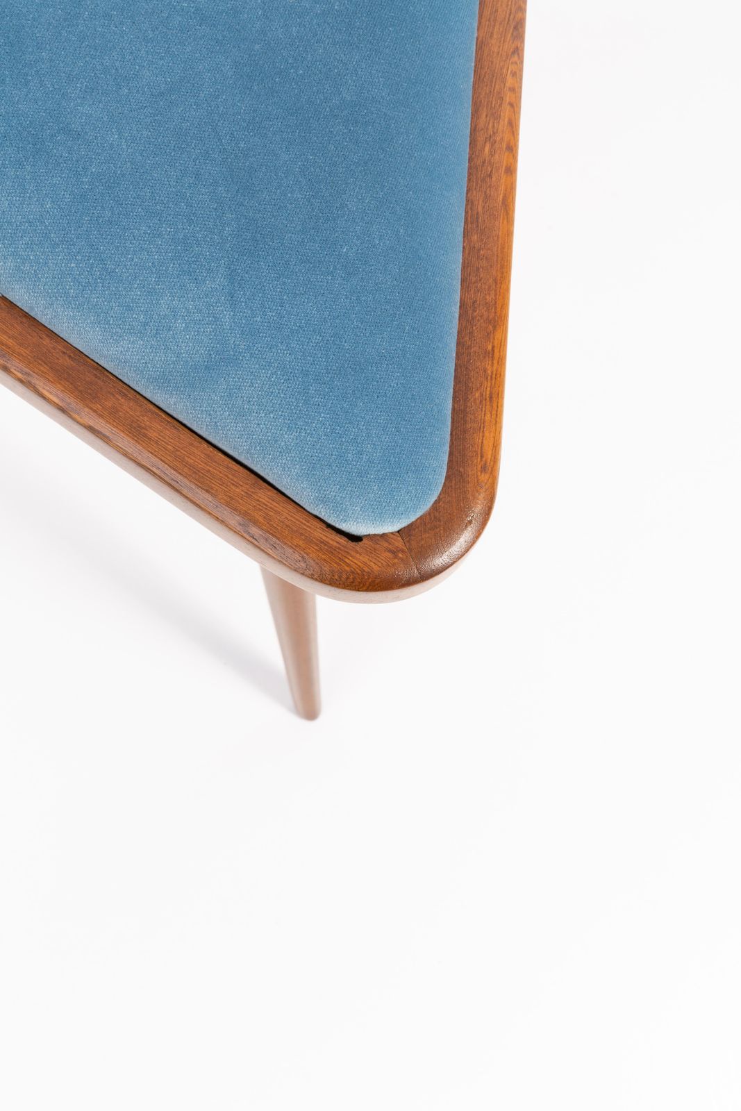 Set Of Two Blue Velvet 20th Century Triangle Stools, Europe, 1960s photo for sale