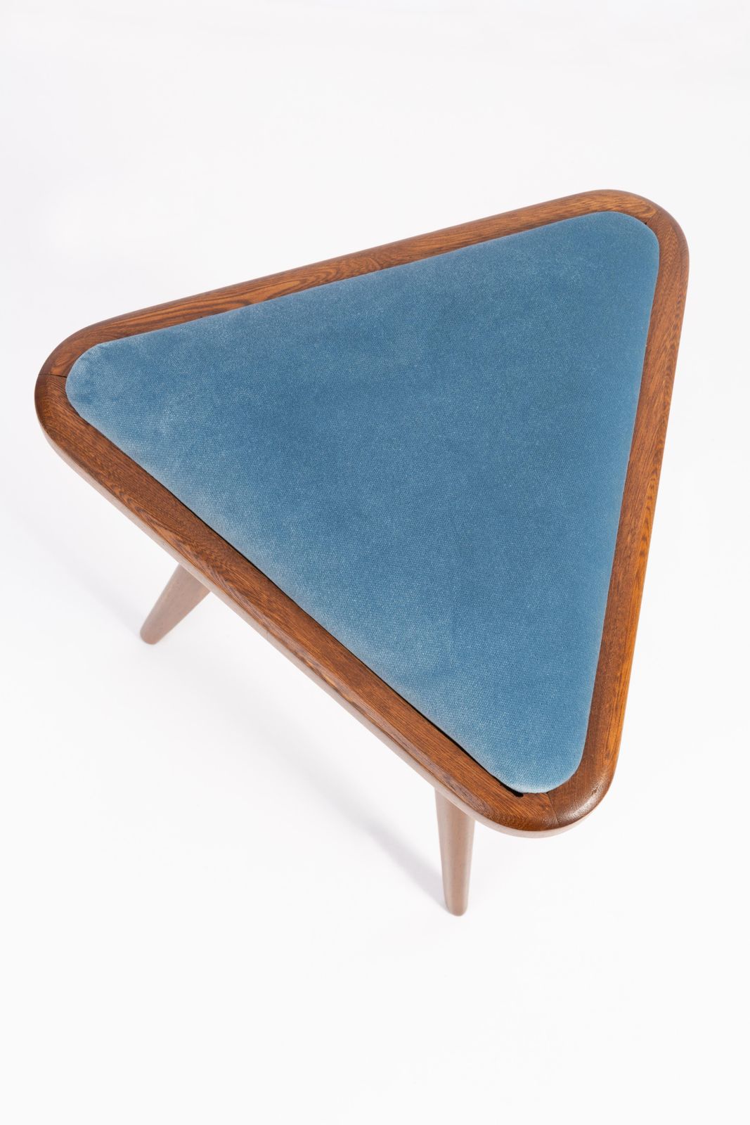 Set Of Two Blue Velvet 20th Century Triangle Stools, Europe, 1960s photo Furniture