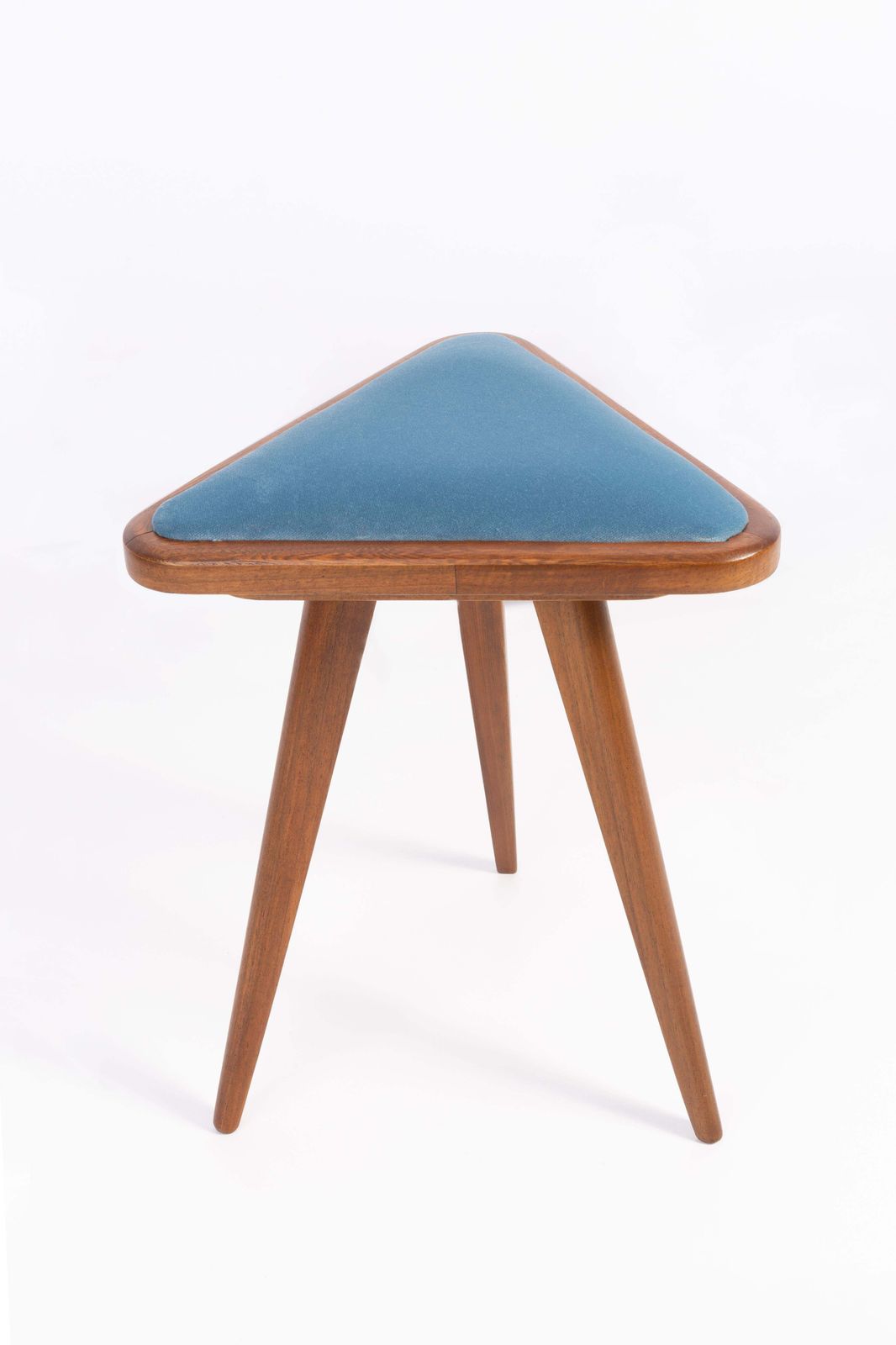 Set Of Two Blue Velvet 20th Century Triangle Stools, Europe, 1960s photo 510.0