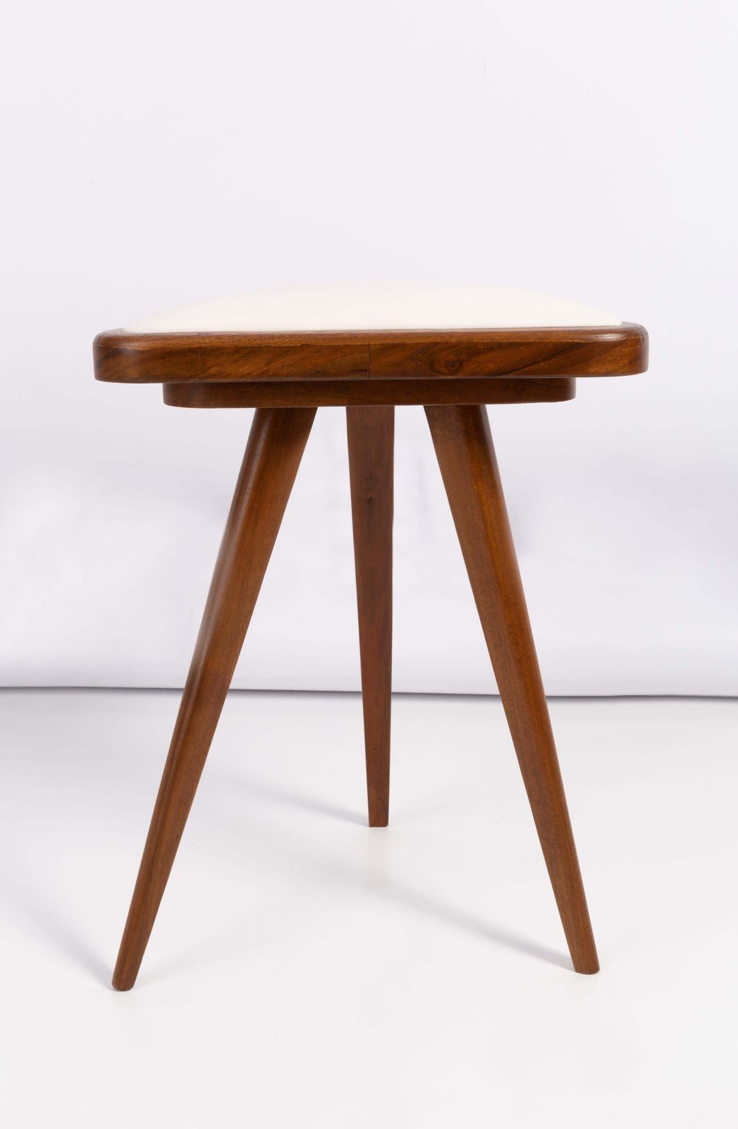 Set Of Two White Velvet 20th Century Triangle Stools, Europe, 1960s photo for sale