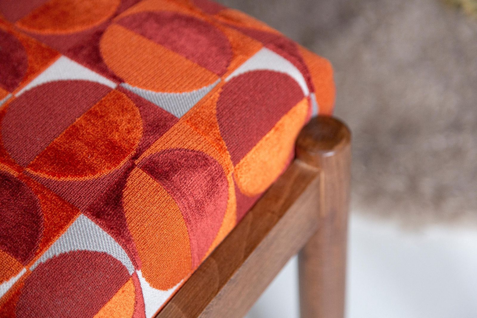 Pair Of Midcentury Red And Orange Vintage Stools, Edmund Homa, 1960s photo vinterior