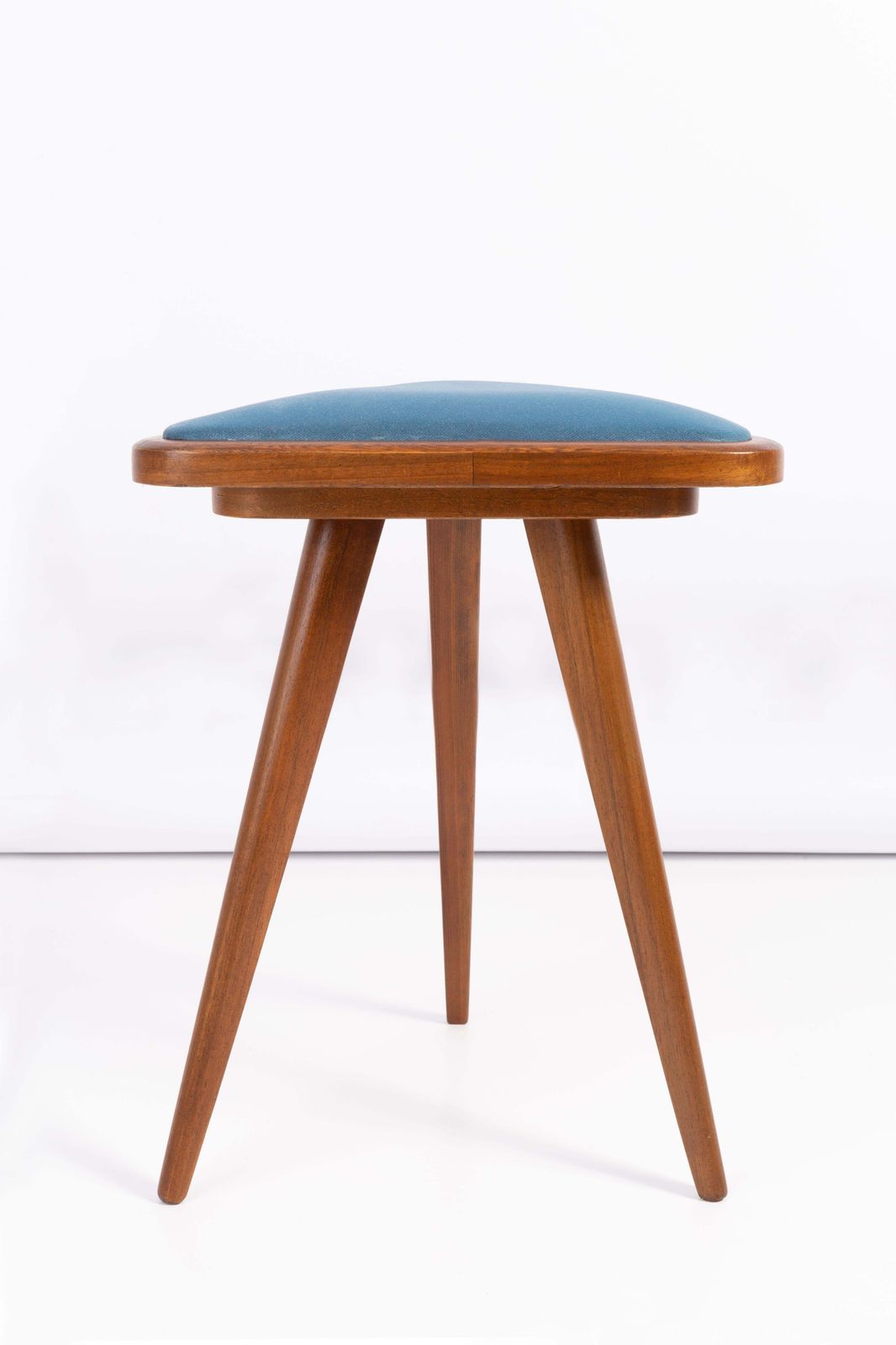 photo for sale Set Of Two Blue And Red Velvet 20th Century Stools, 1960s