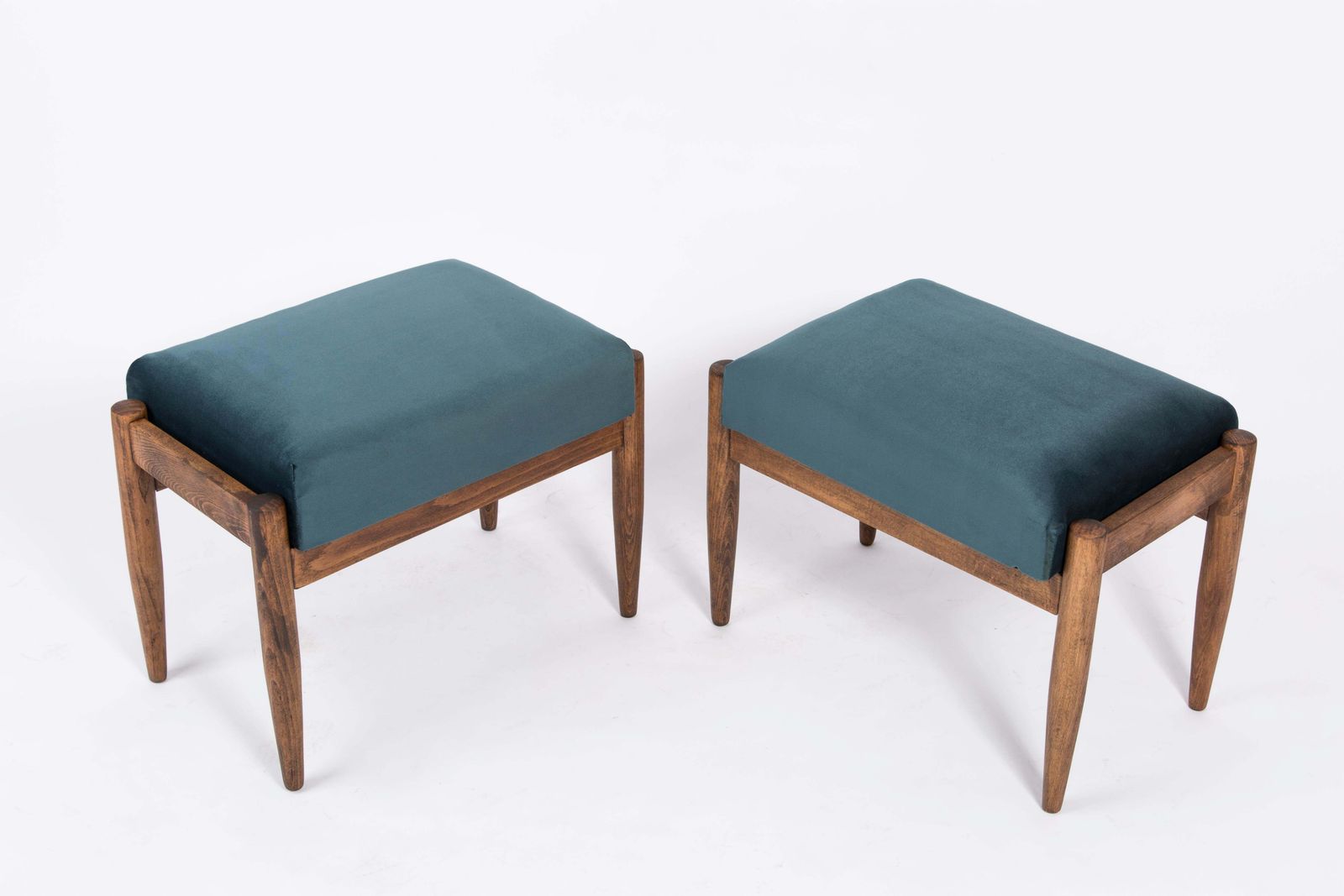 Set Of Two Petrol Blue Vintage Stools, Edmund Homa, 1960s photo furniture