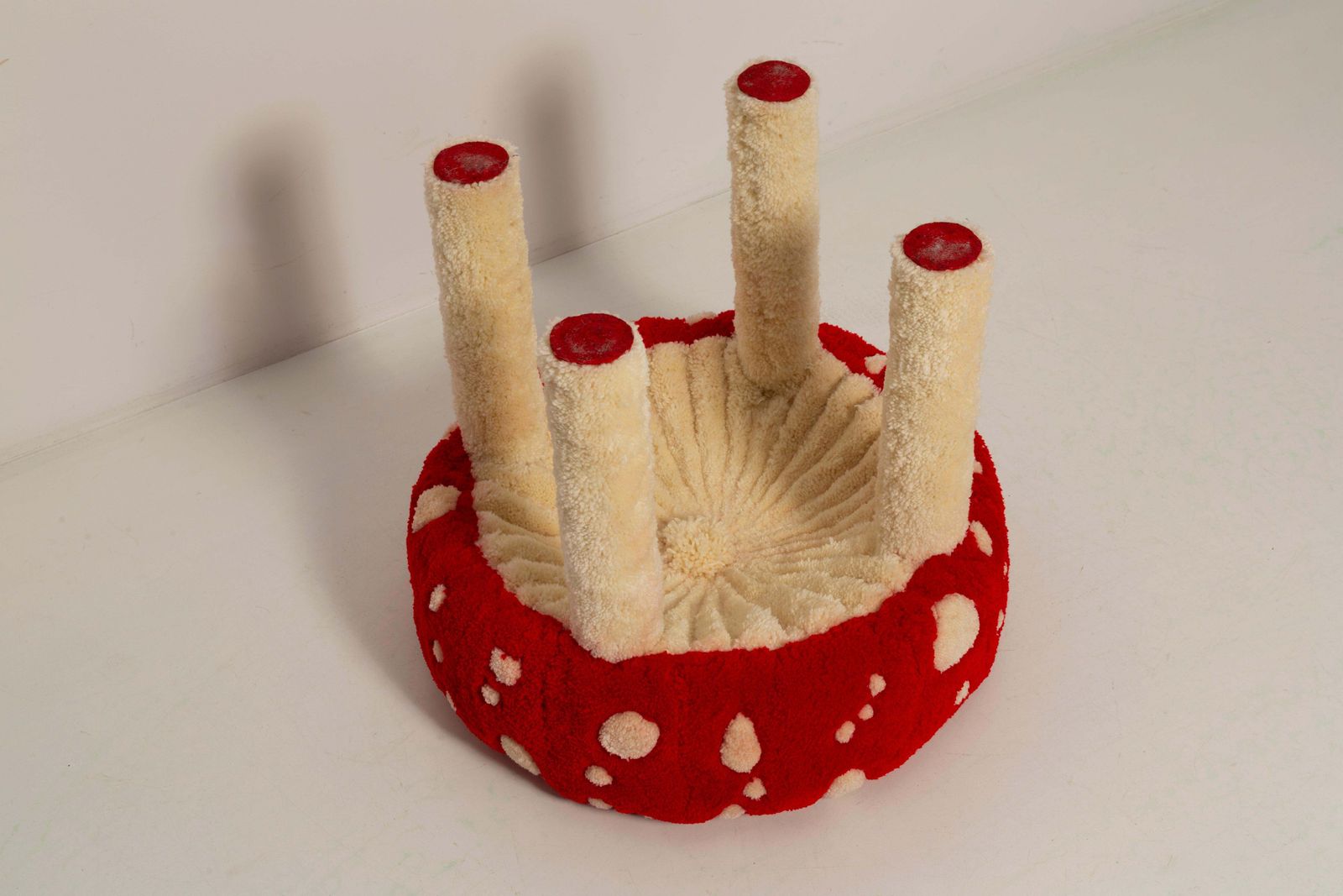 Mid Century Hand Tufting Mushroom Wool Stool, Europe, 1960s photo vintage
