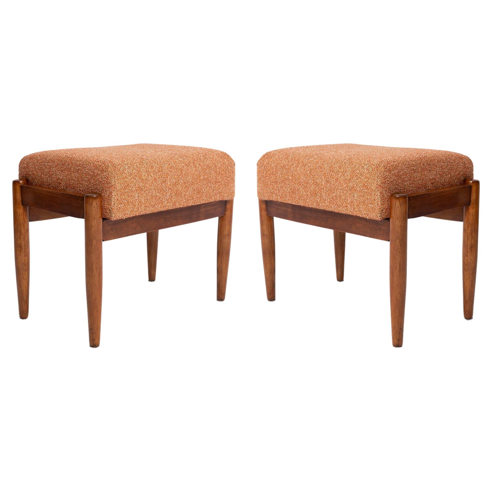Pair Of 20th Century Orange Melange Vintage Footstools, Edmund Homa, 1960s