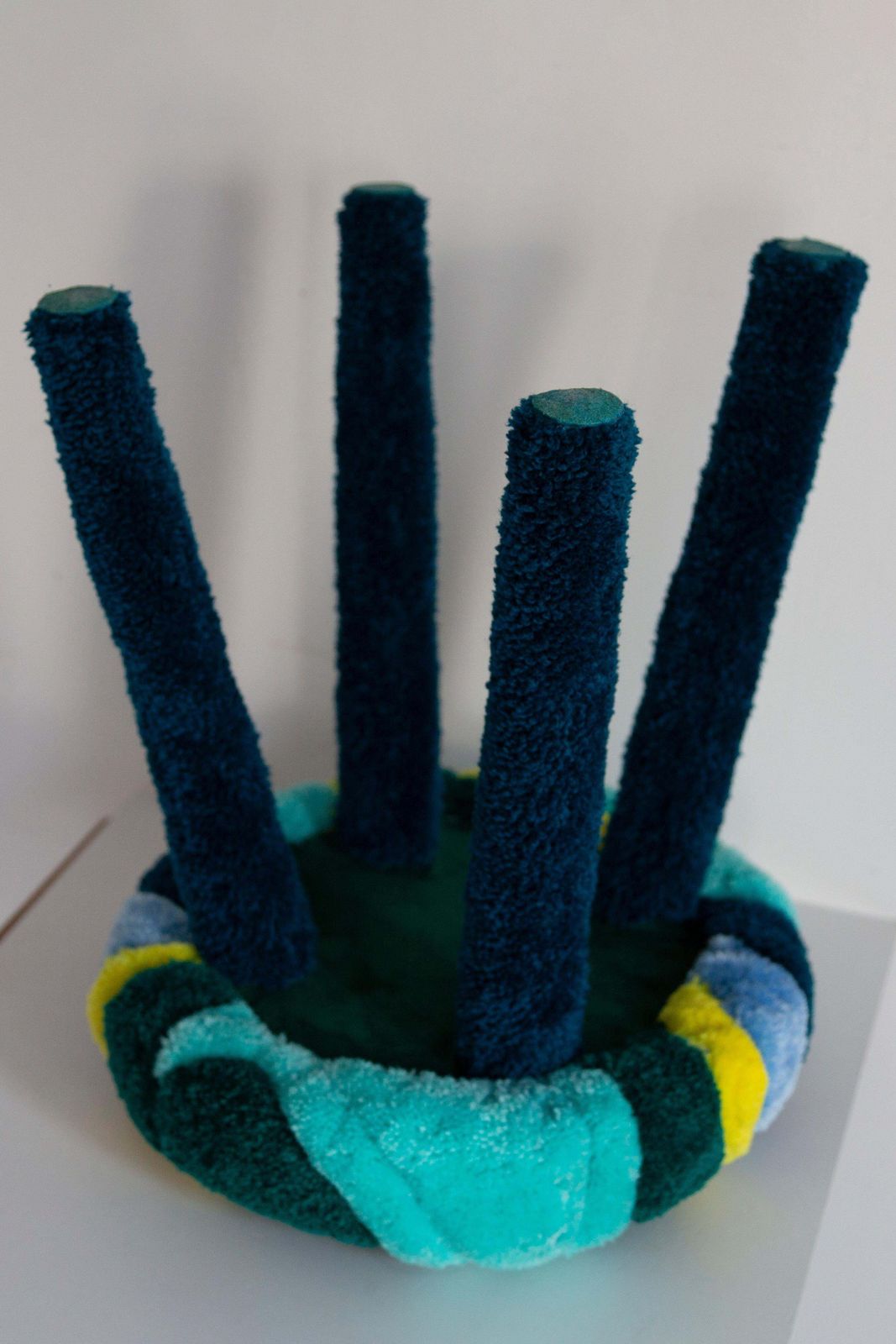 Set Of Two Mid Century Hand Tufting Wool Stools, Europe, 1960s photo vintage