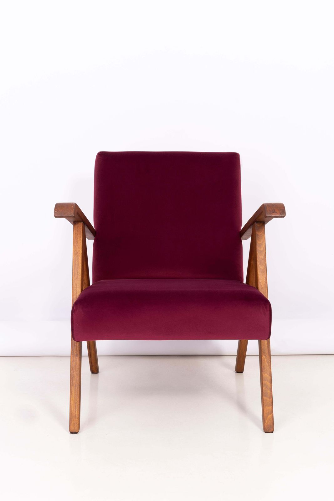 1702.0 Pair Of Midcentury Burgundy Velvet Var Armchairs, Europe, 1960s photo